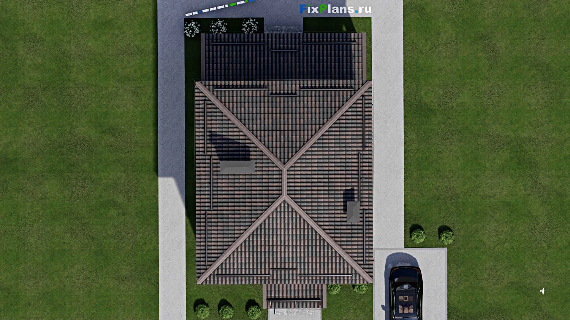 F-6191 - Планы двухэтажного дома 9 на 10, площадью 210 м² с террасой, цокольным этажом и 3 спальнями