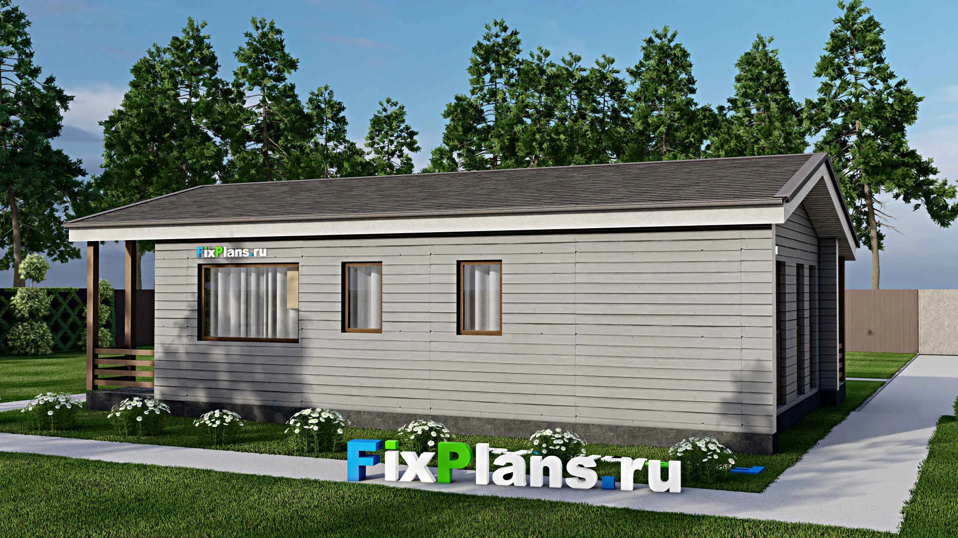 F-10439 - Проект одноэтажного дома 9 на 13, площадью 100 м² с 2 спальнями