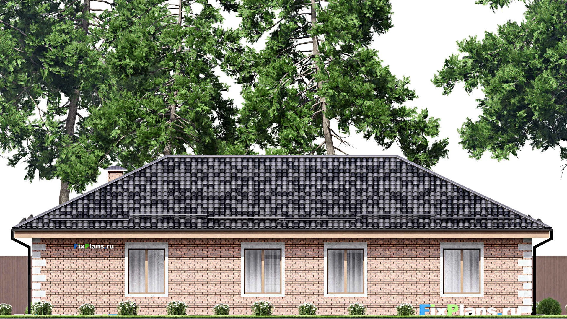 F-12842 - Проект одноэтажного дома 13 на 20, площадью 170 м² с 5 спальнями