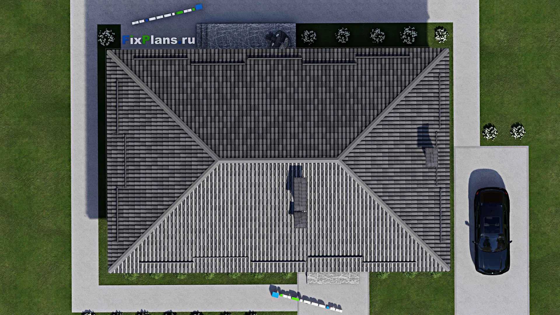 F-5642 - Проект одноэтажного дома 11 на 18, площадью 170 м² с террасой и 5 спальнями