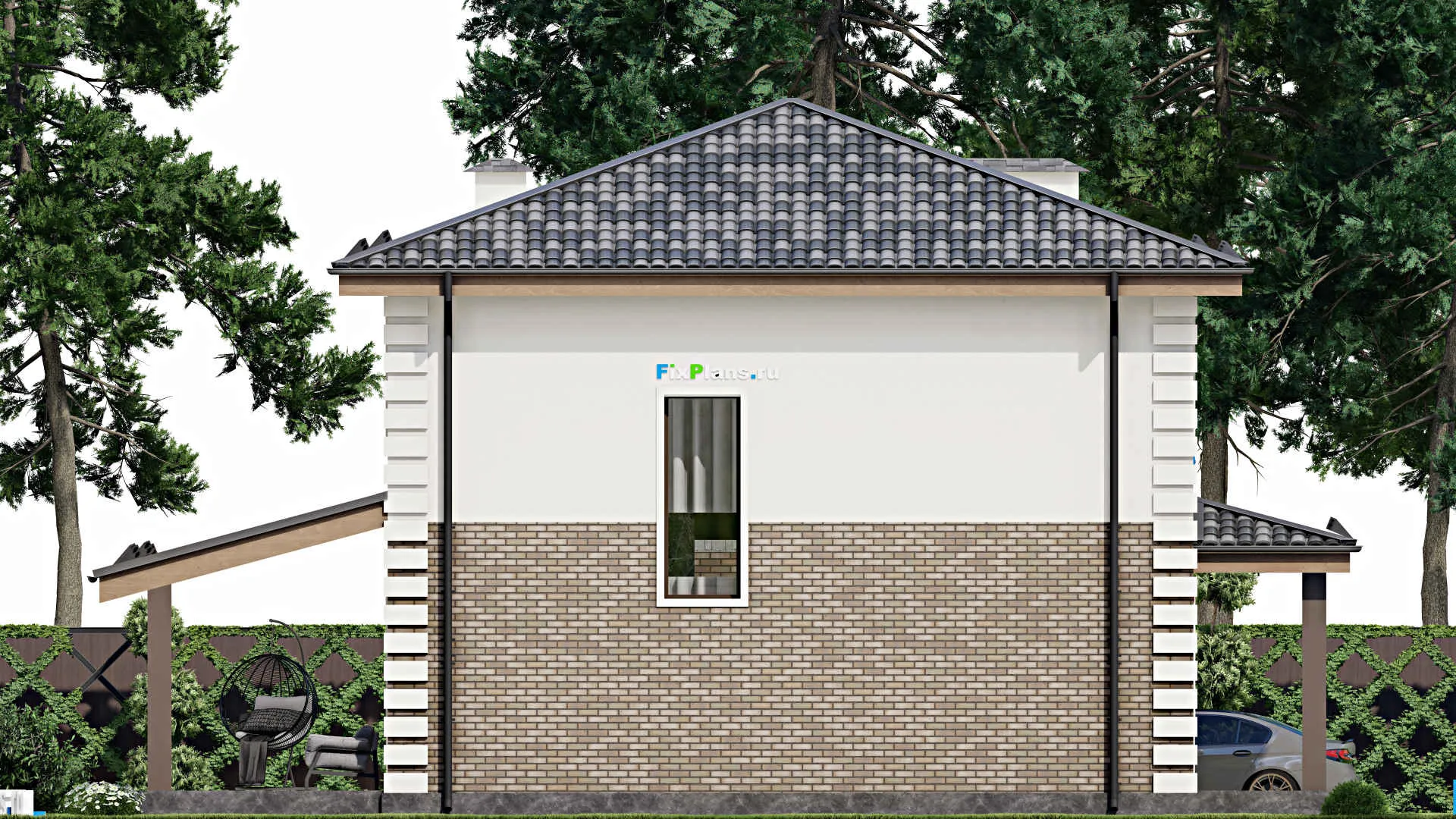 F-12284 - Планы двухэтажного дома 10 на 15, площадью 180 м² с террасой и 2 спальнями