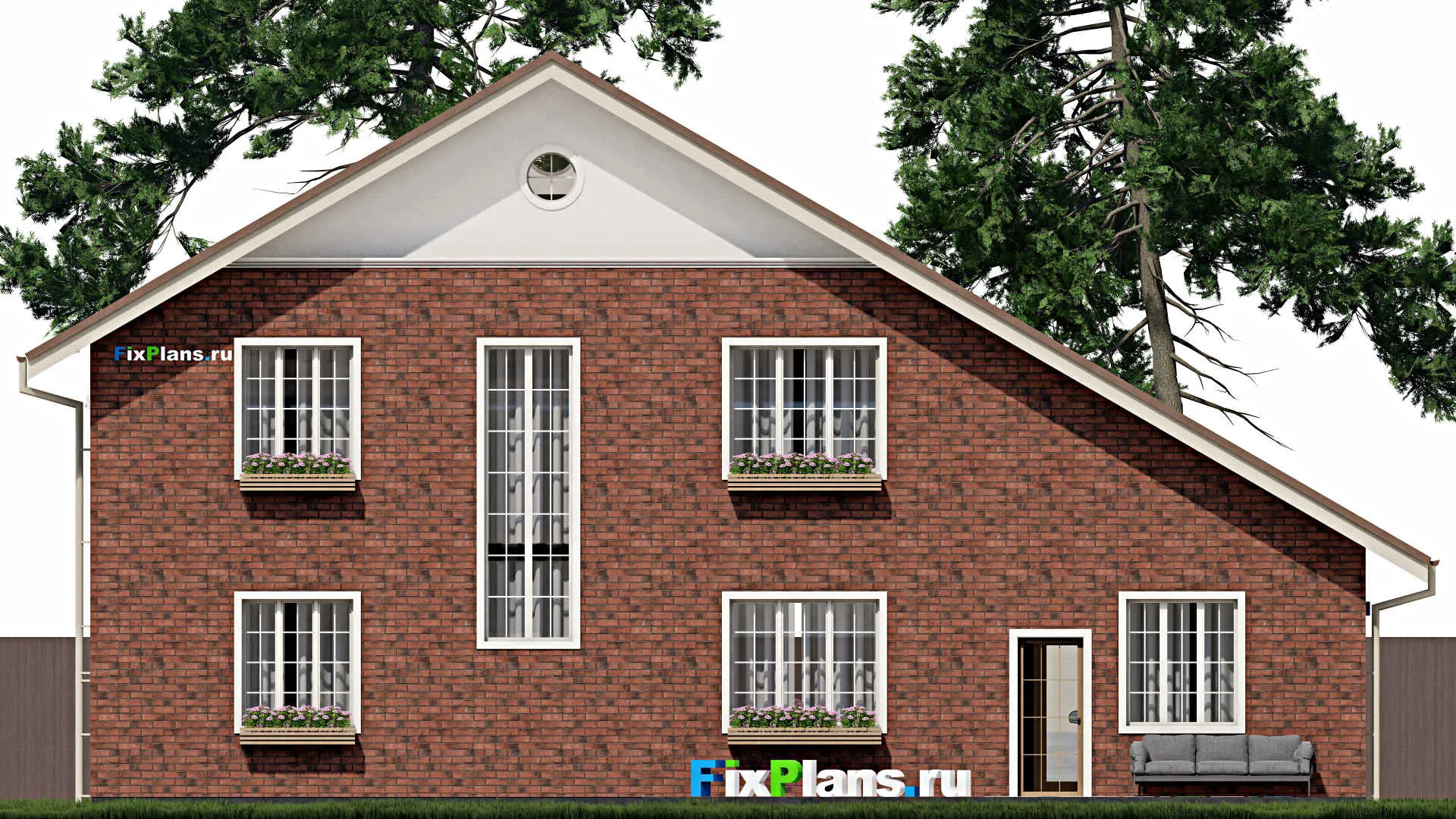 F-0260 - Проект двухэтажного дома 12 на 17, площадью 280 м² с террасой, балконом, гаражом на 1 машину и 4 спальнями