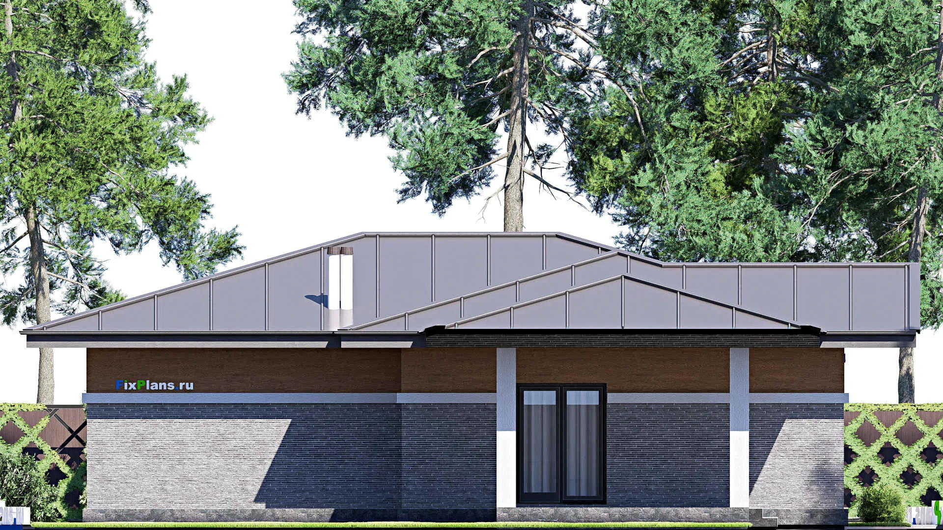 F-19790 - Проект одноэтажного дома 15 на 16, площадью 160 м² с террасой и 3 спальнями