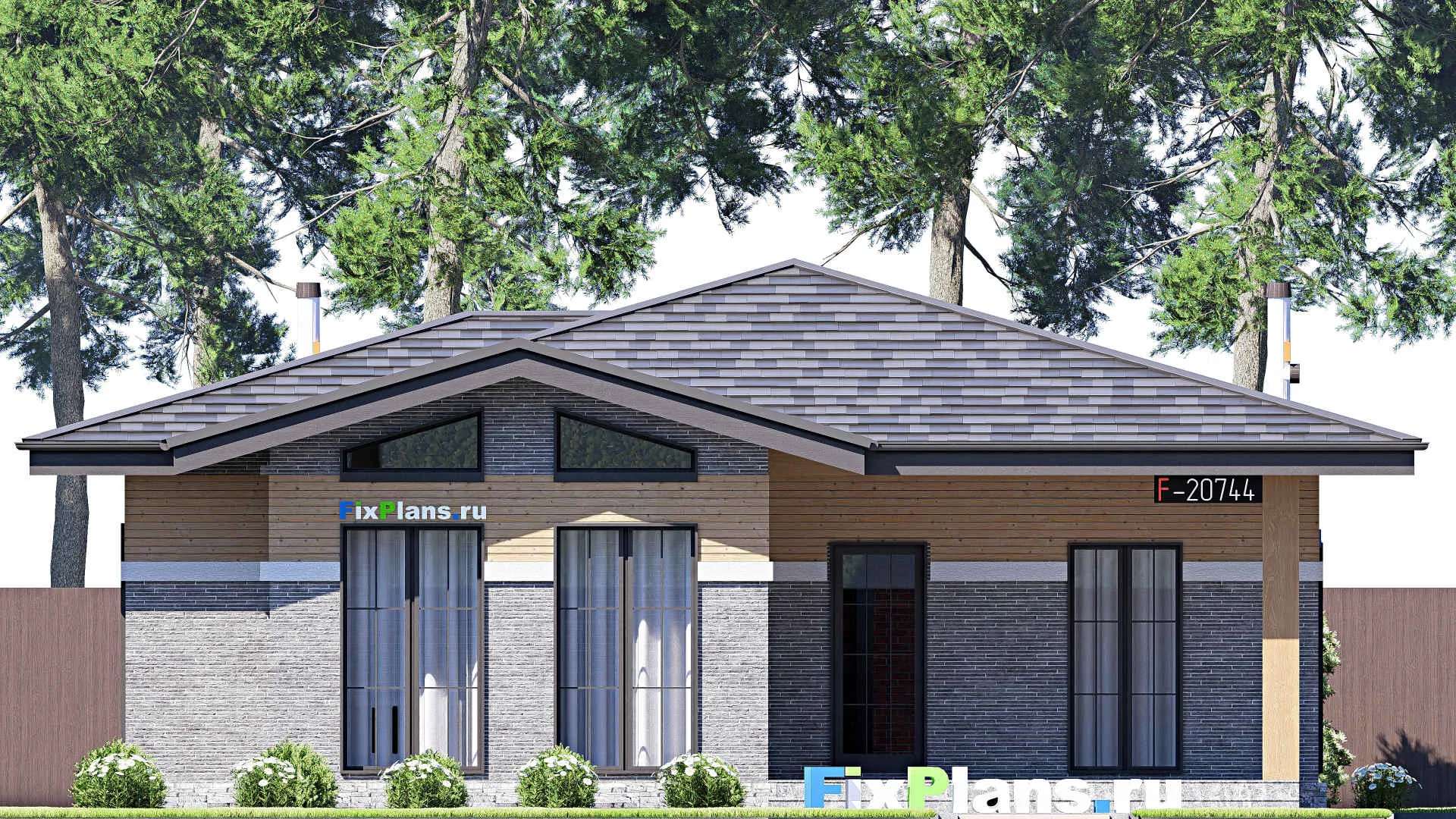 F-20744 - Проект одноэтажного дома 13 на 17, площадью 150 м² с 3 спальнями