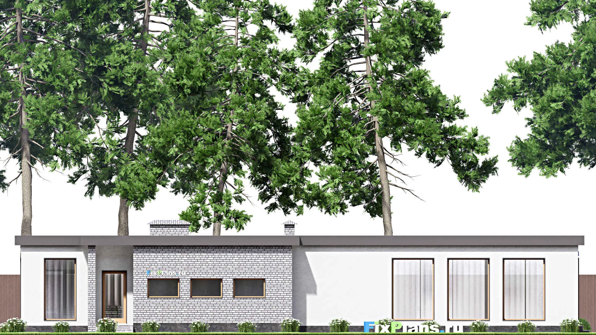 F-15587 - Проект одноэтажного дома 12 на 23, площадью 230 м² с цокольным этажом и 1 спальнями