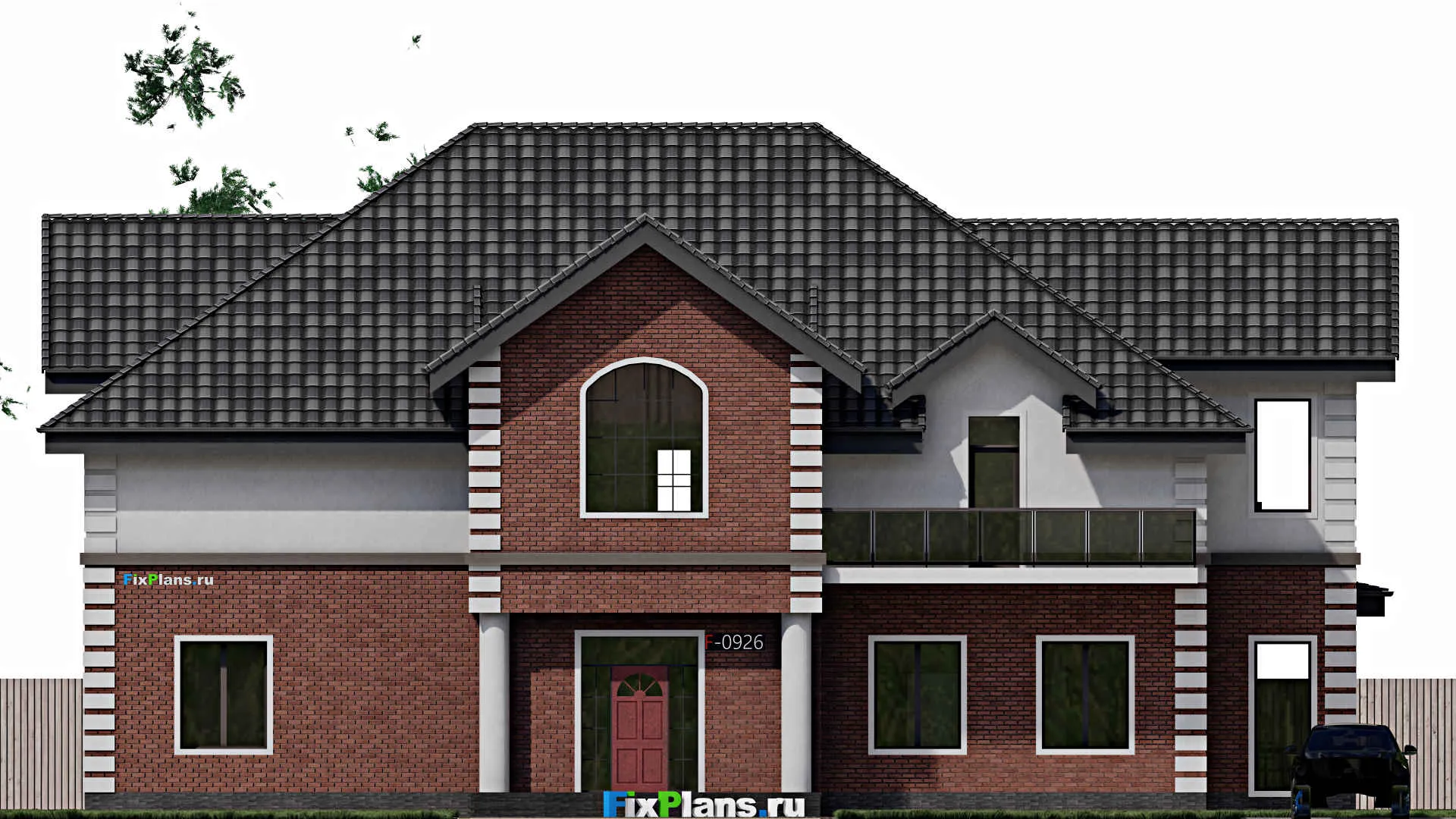 F-0926 - Проект дома с мансардой 19 на 22, площадью 510 м² с террасой и 4 спальнями