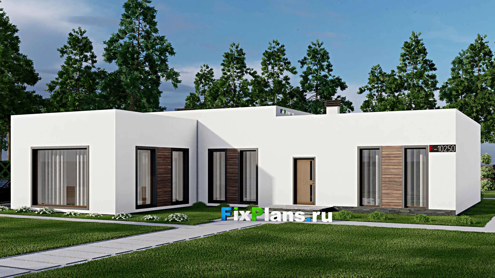 F-10250 - Проект одноэтажного дома 17 на 19, площадью 170 м² с террасой и 3 спальнями