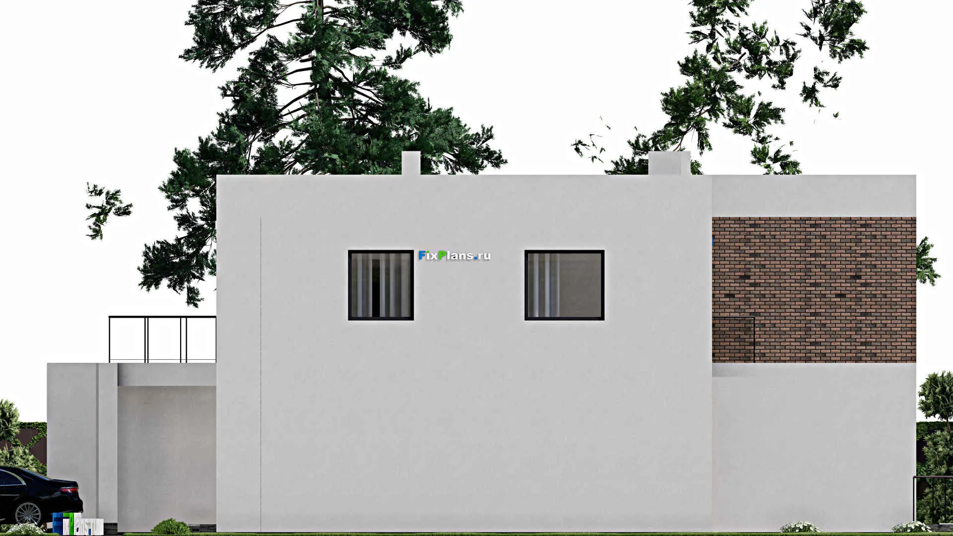 F-11843 - Проект двухэтажного дома 21 на 22, площадью 530 м² с террасой, балконом, гаражом на 1 машину и 6 спальнями