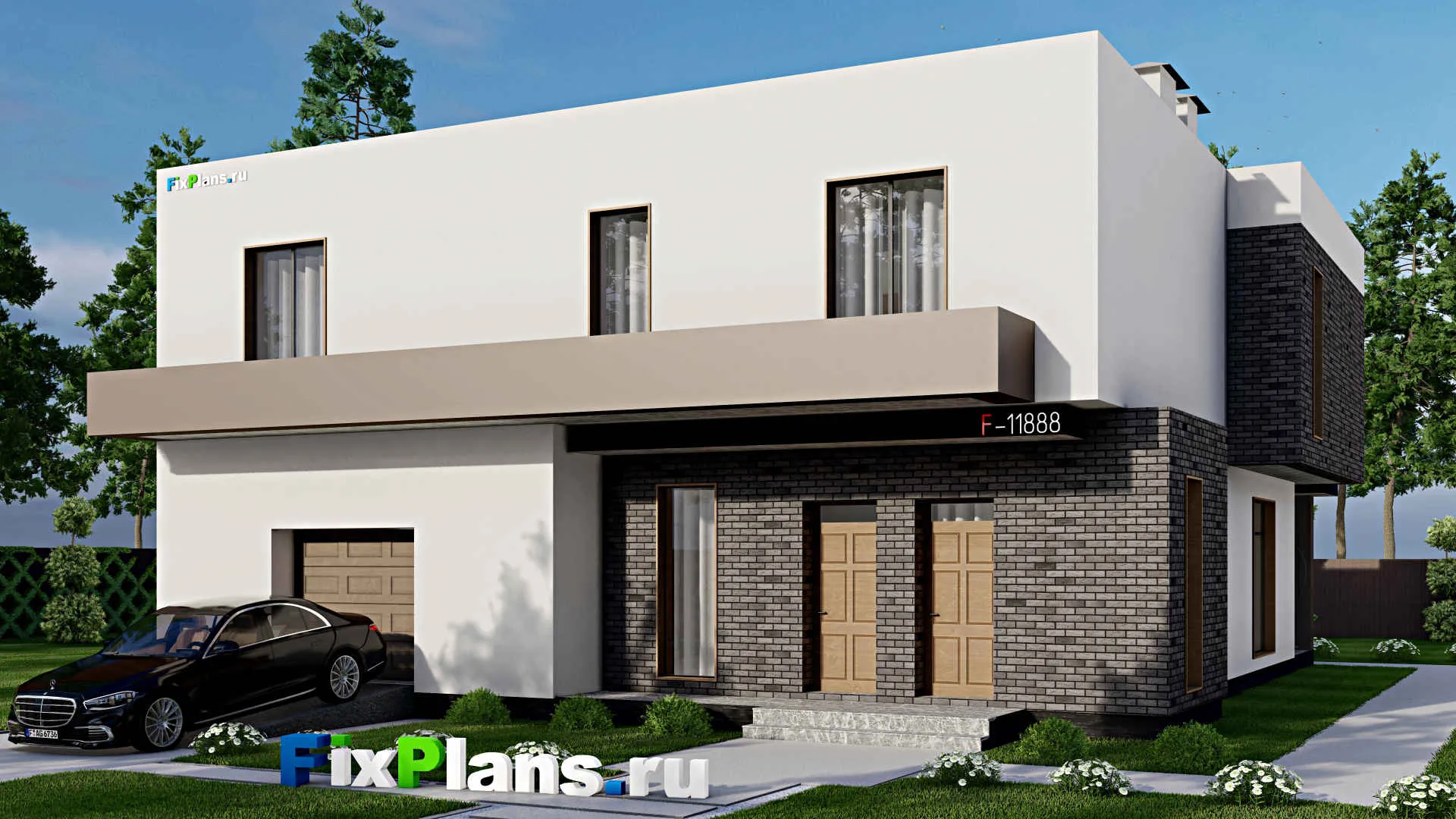 F-11888 - Проект двухэтажного дома 15 на 17, площадью 300 м² с 3 спальнями