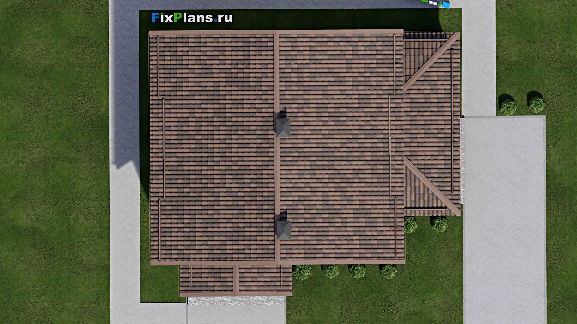 F-9332 - Планы дома с мансардой 13 на 15, площадью 200 м² с террасой и 3 спальнями