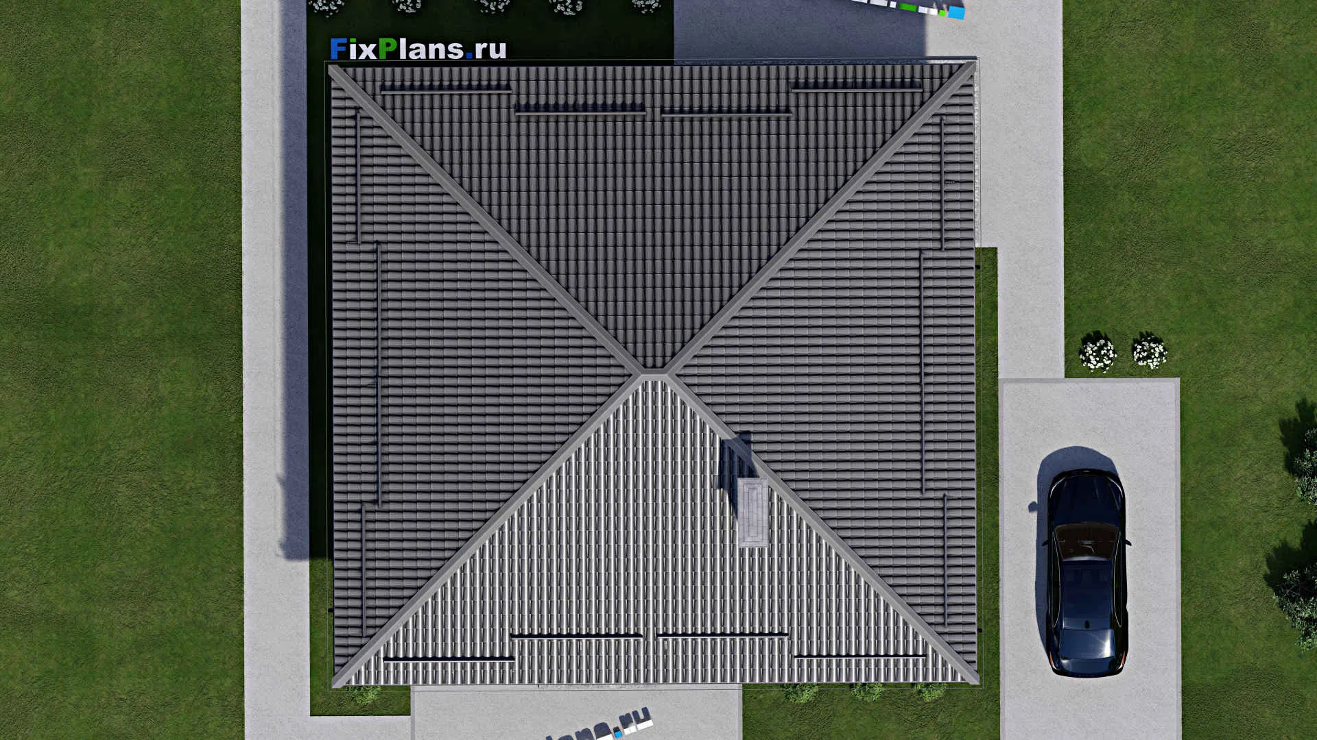 F-4148 - Проект одноэтажного дома 13 на 14, площадью 140 м² с террасой и 3 спальнями