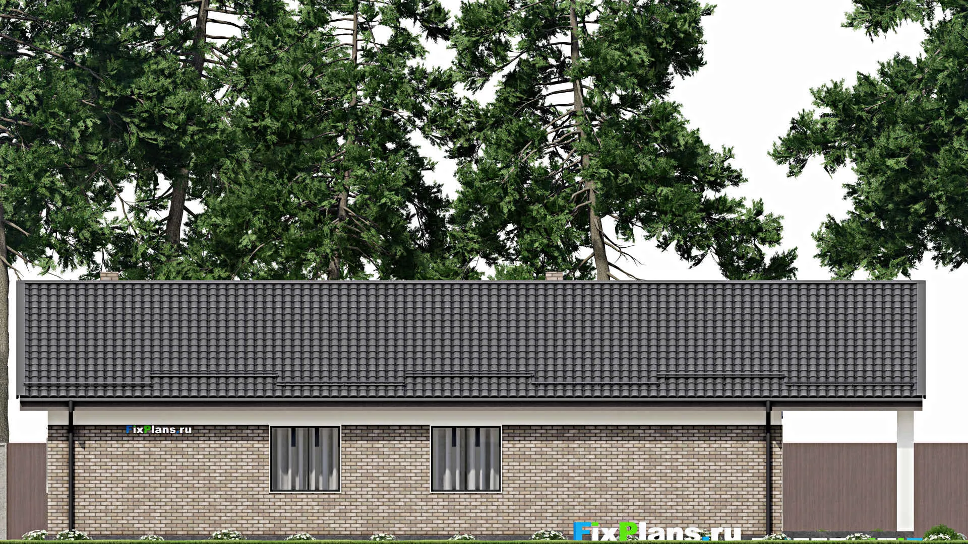 F-4841 - Проект одноэтажного дома 11 на 18, площадью 180 м² с террасой и 3 спальнями