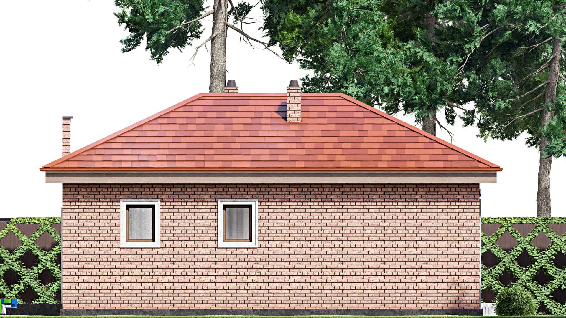 F-14858 - Проект бани 12 на 12, площадью 90 м² с комнатой отдыха, терассой и санузлом