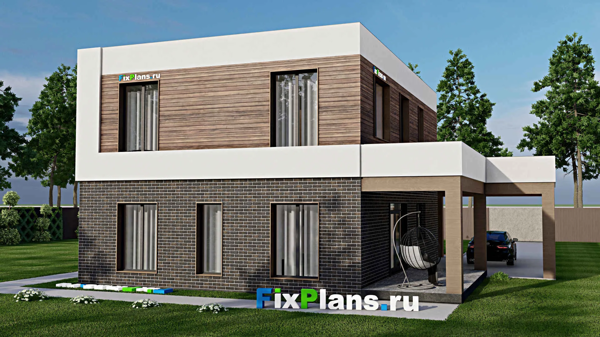 F-3545 - Планы двухэтажного дома 10 на 14, площадью 210 м² с террасой и 3 спальнями