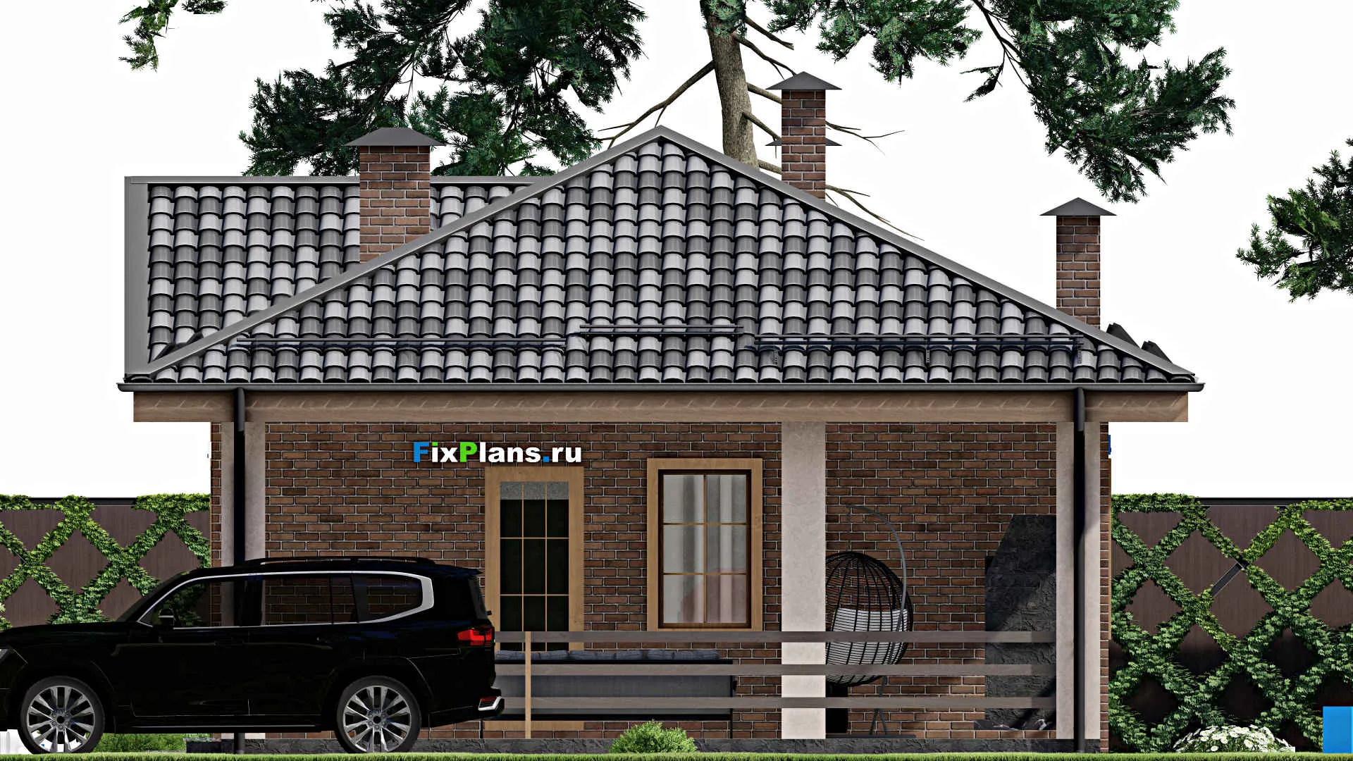 F-7802 - Проект бани 9 на 15, площадью 100 м² с терассой и 2 санузлами