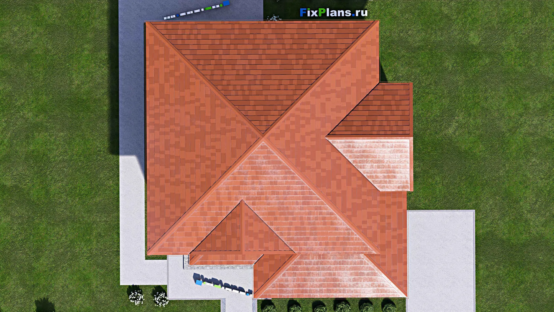 F-0341 - Проект двухэтажного дома 14 на 15, площадью 250 м² с террасой, балконом и 4 спальнями