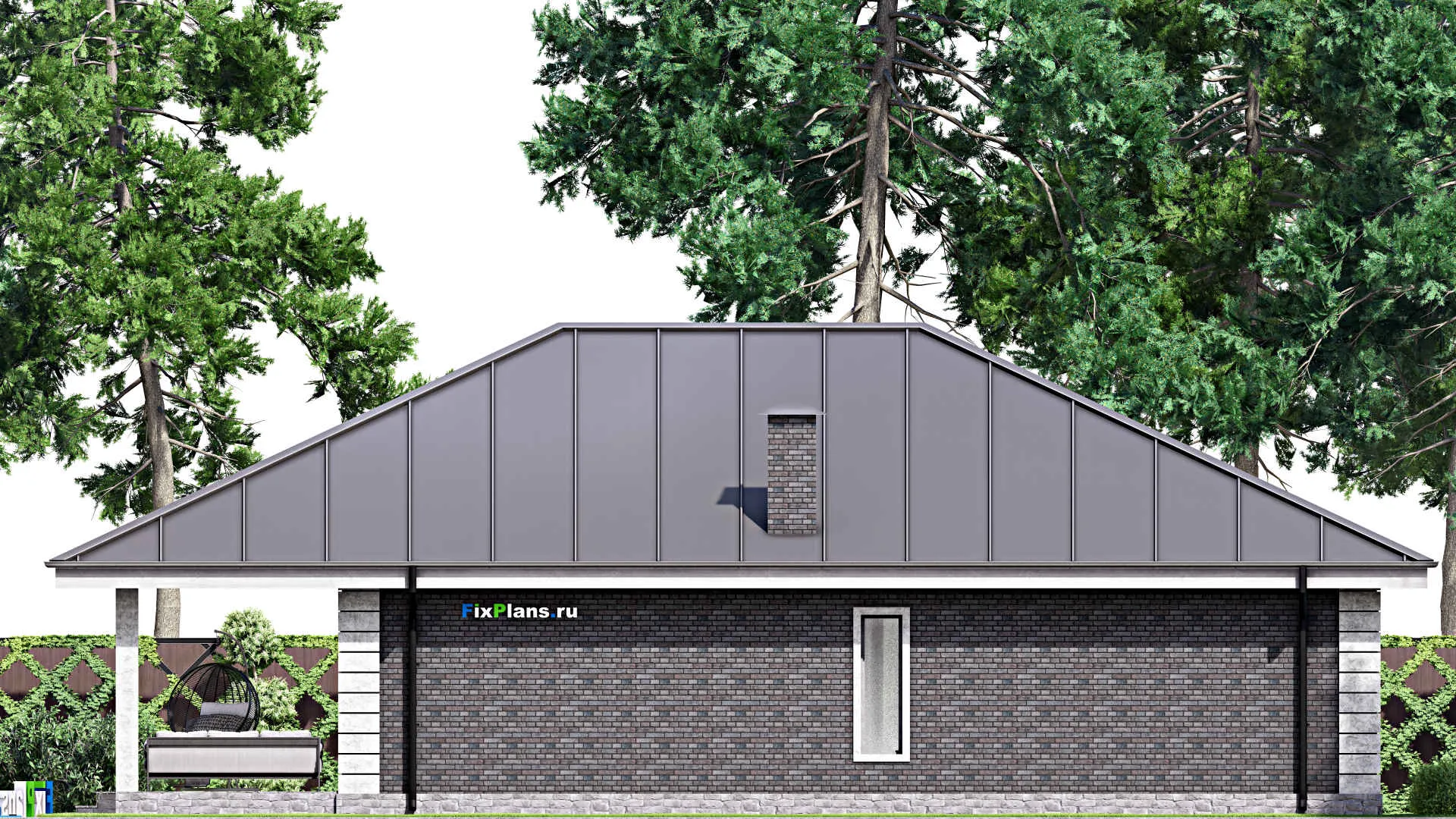 F-14705 - Проект одноэтажного дома 12 на 17, площадью 170 м² с террасой и 3 спальнями