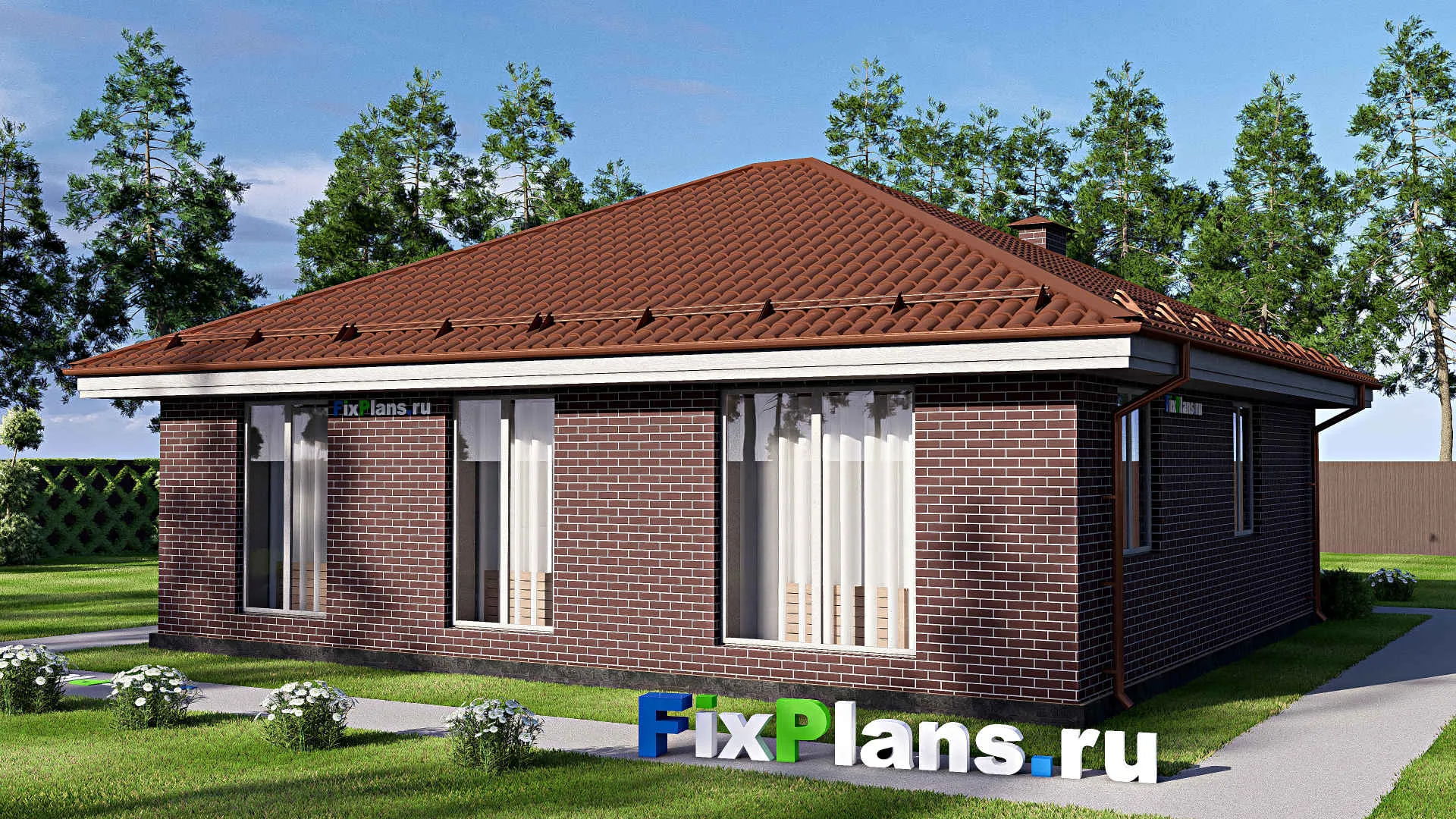 F-18296 - Проект одноэтажного дома 12 на 13, площадью 120 м² с 2 спальнями