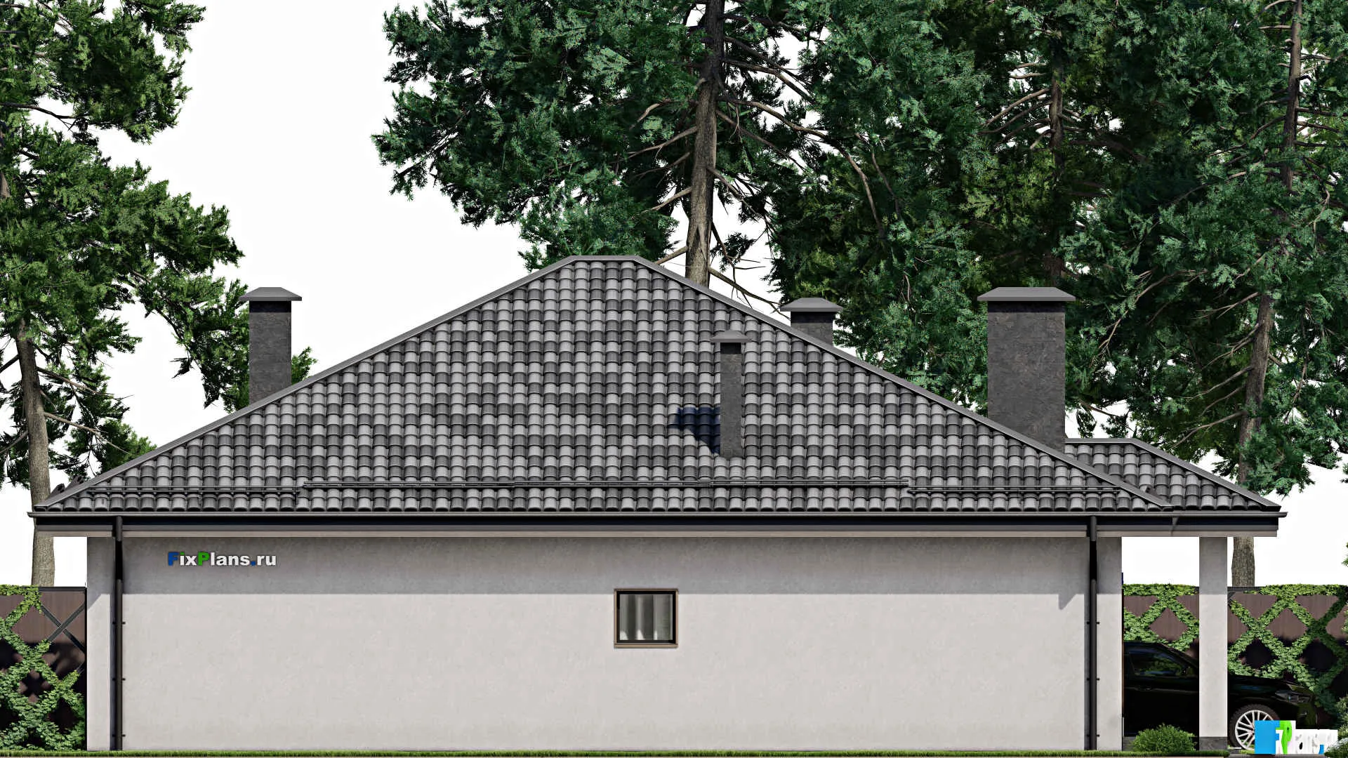 F-7496 - Проект одноэтажного дома 14 на 15, площадью 170 м² с 4 спальнями