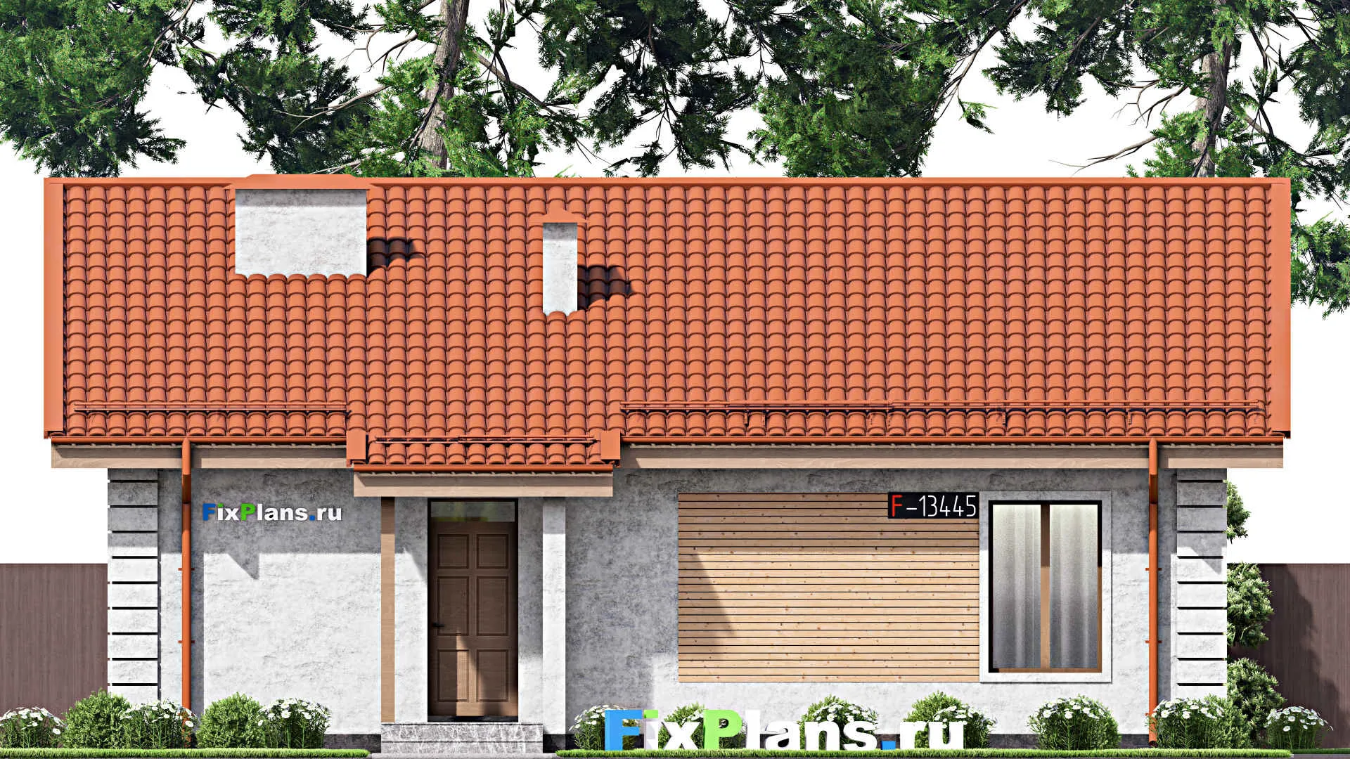 F-13445 - Проект одноэтажного дома 12 на 13, площадью 100 м² с 3 спальнями