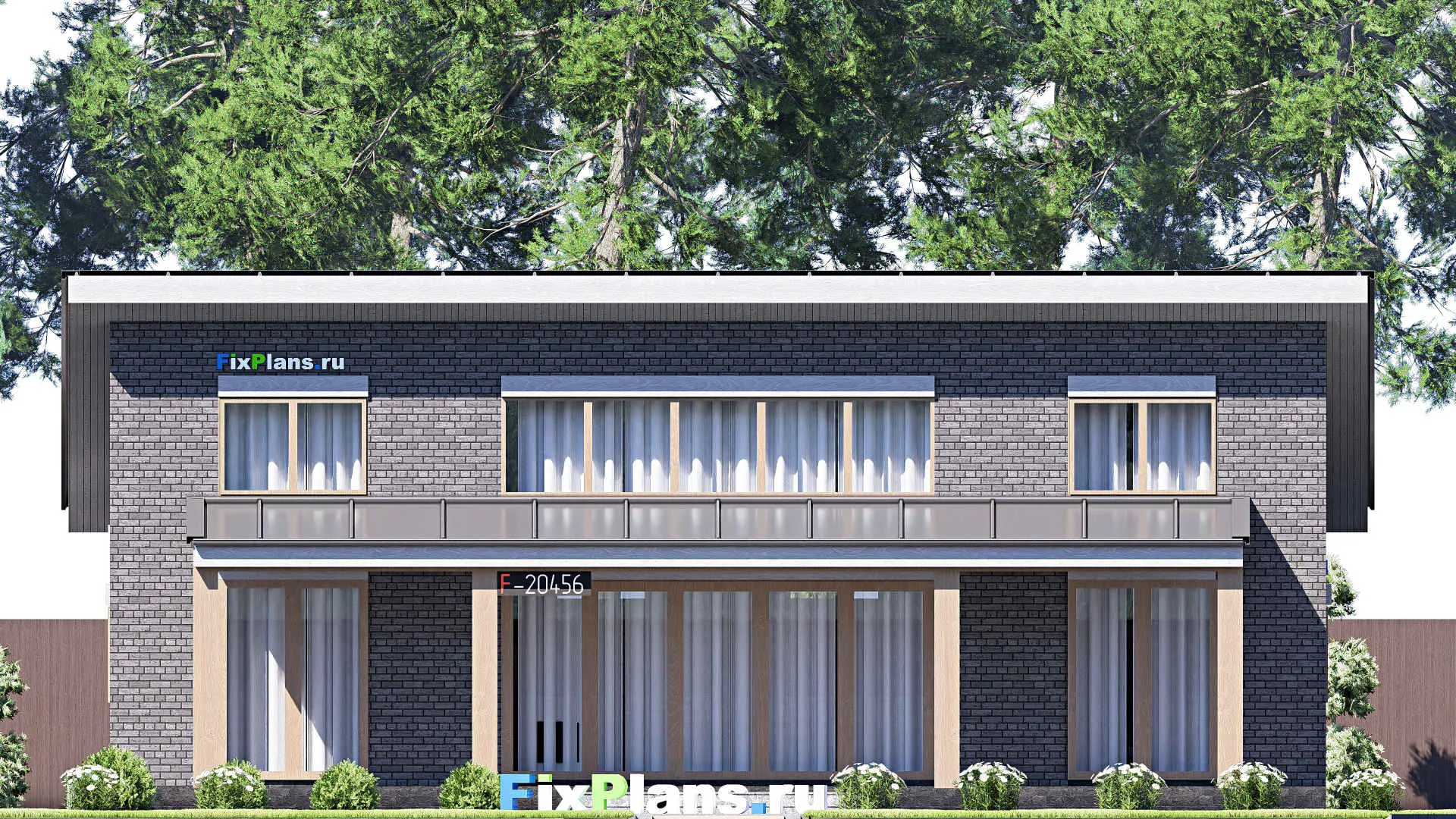 F-20456 - Проект одноэтажного дома 11 на 15, площадью 140 м² с террасой и 2 спальнями