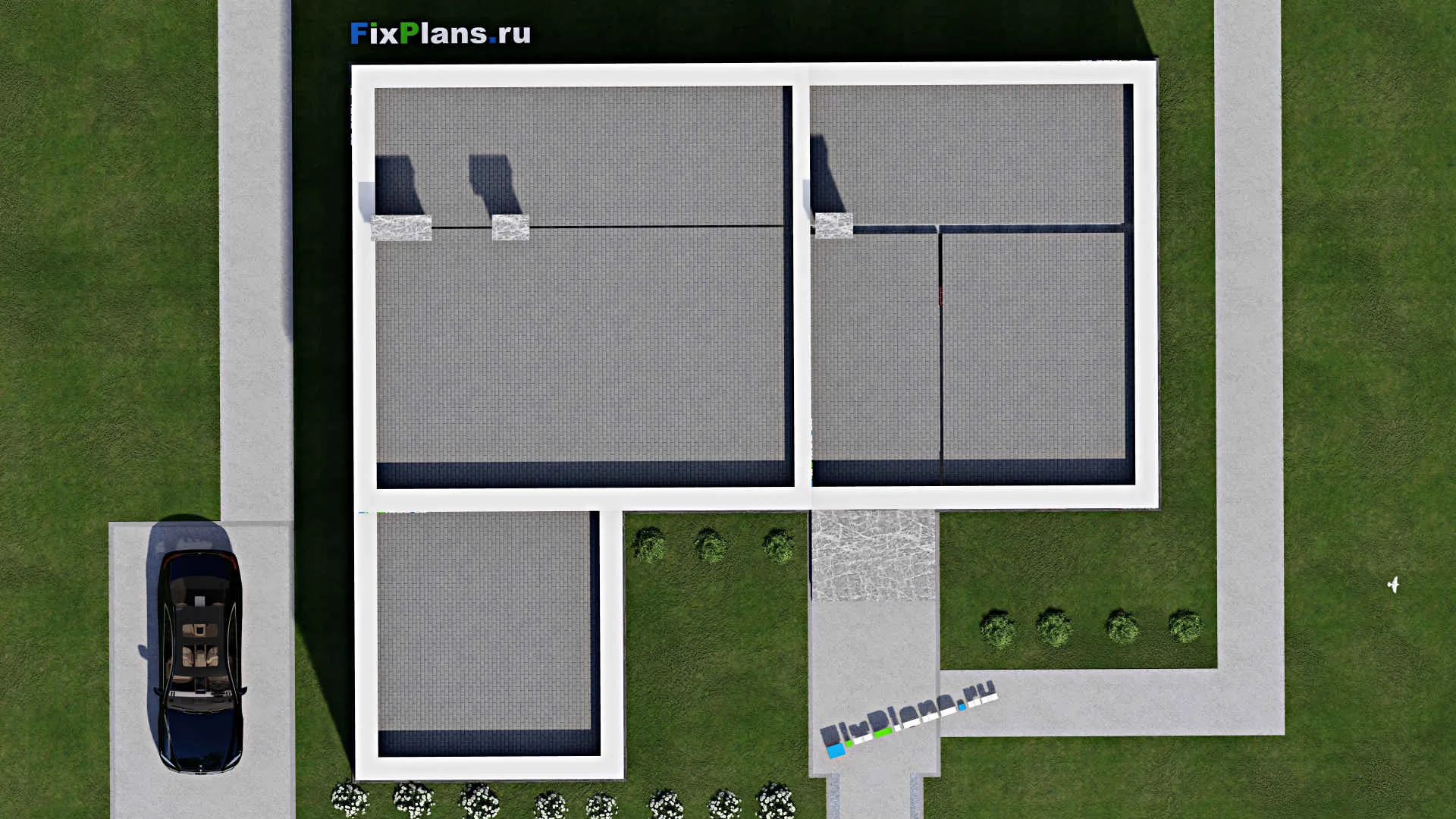 F-10250 - Проект одноэтажного дома 17 на 19, площадью 170 м² с террасой и 3 спальнями