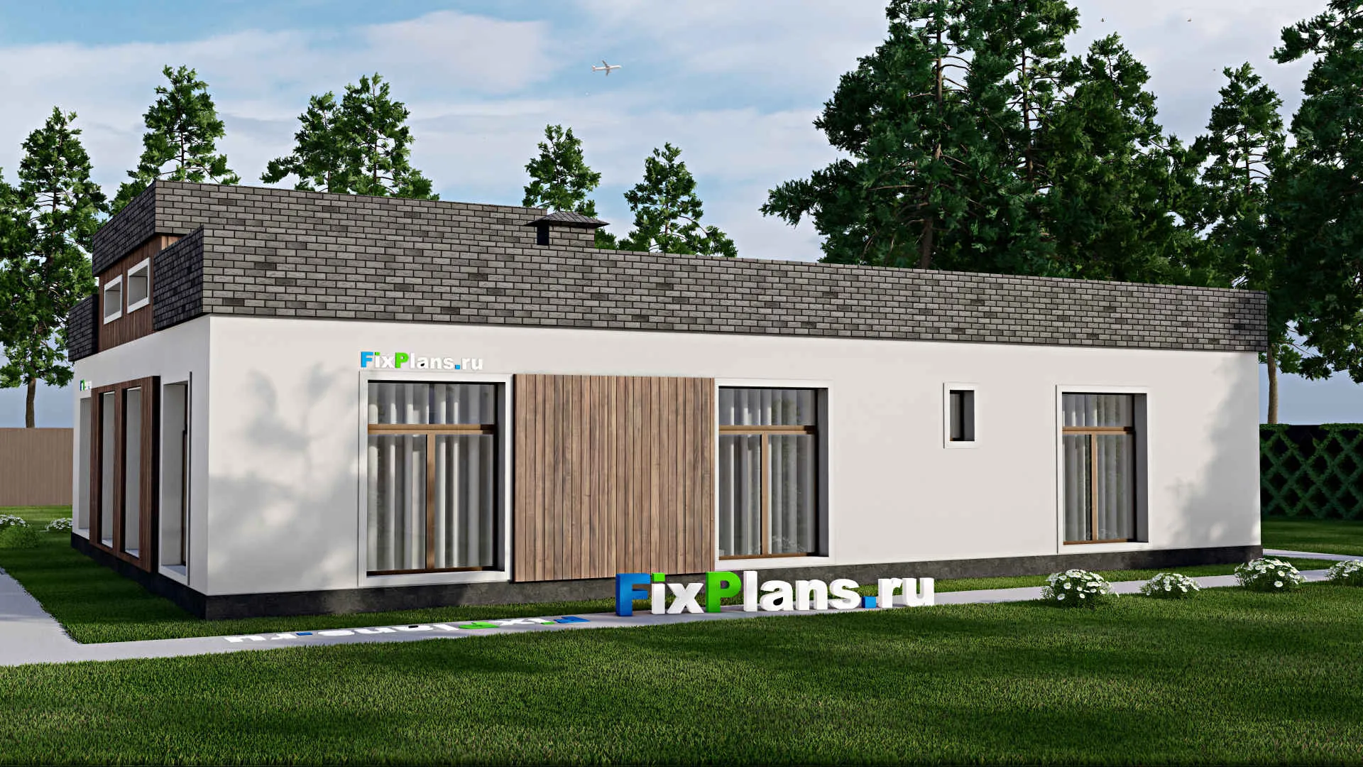 F-9872 - Проект одноэтажного дома 15 на 17, площадью 190 м² с 4 спальнями