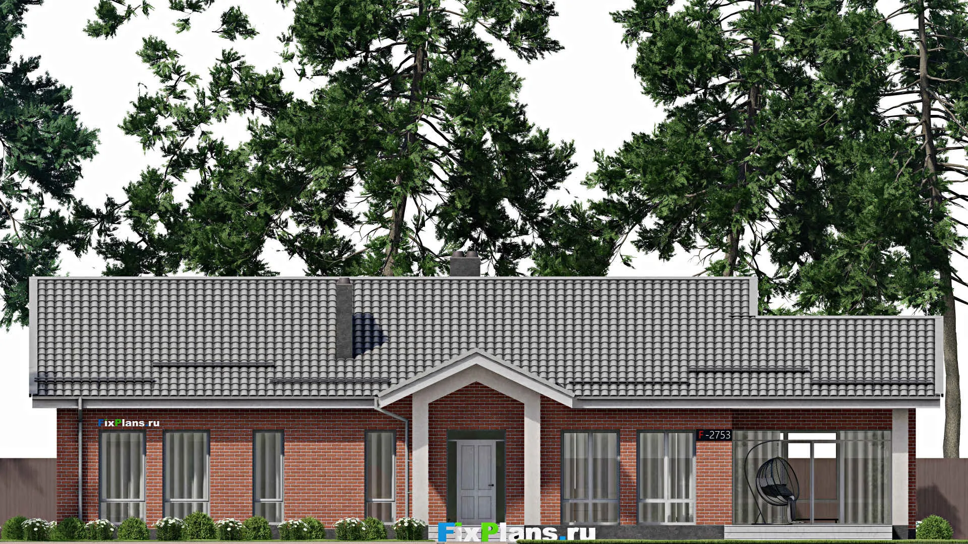 F-2753 - Проект одноэтажного дома 12 на 22, площадью 200 м² с террасой и 2 спальнями