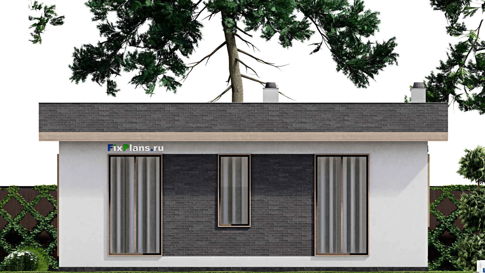 F-2915 - План одноэтажного дома 11 на 16, площадью 160 м² с террасой и 3 спальнями