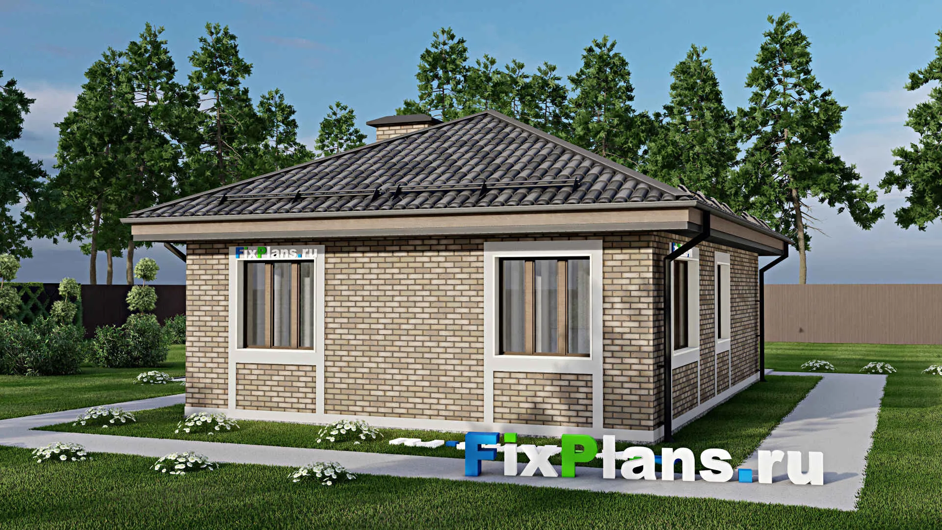 F-5948 - Проект одноэтажного дома 8 на 12, площадью 80 м² с 2 спальнями