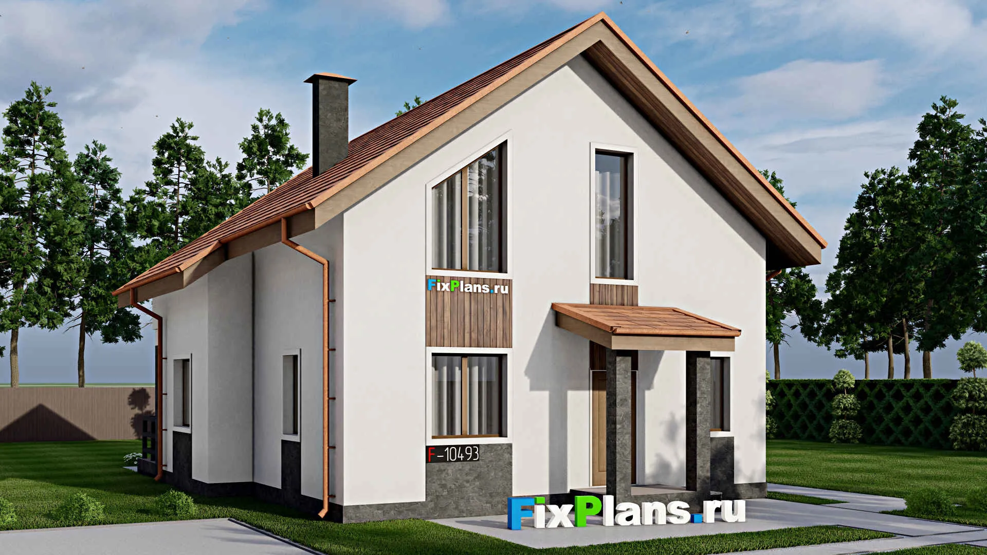 F-10493 - Проект дома с мансардой 10 на 14, площадью 150 м² с 4 спальнями