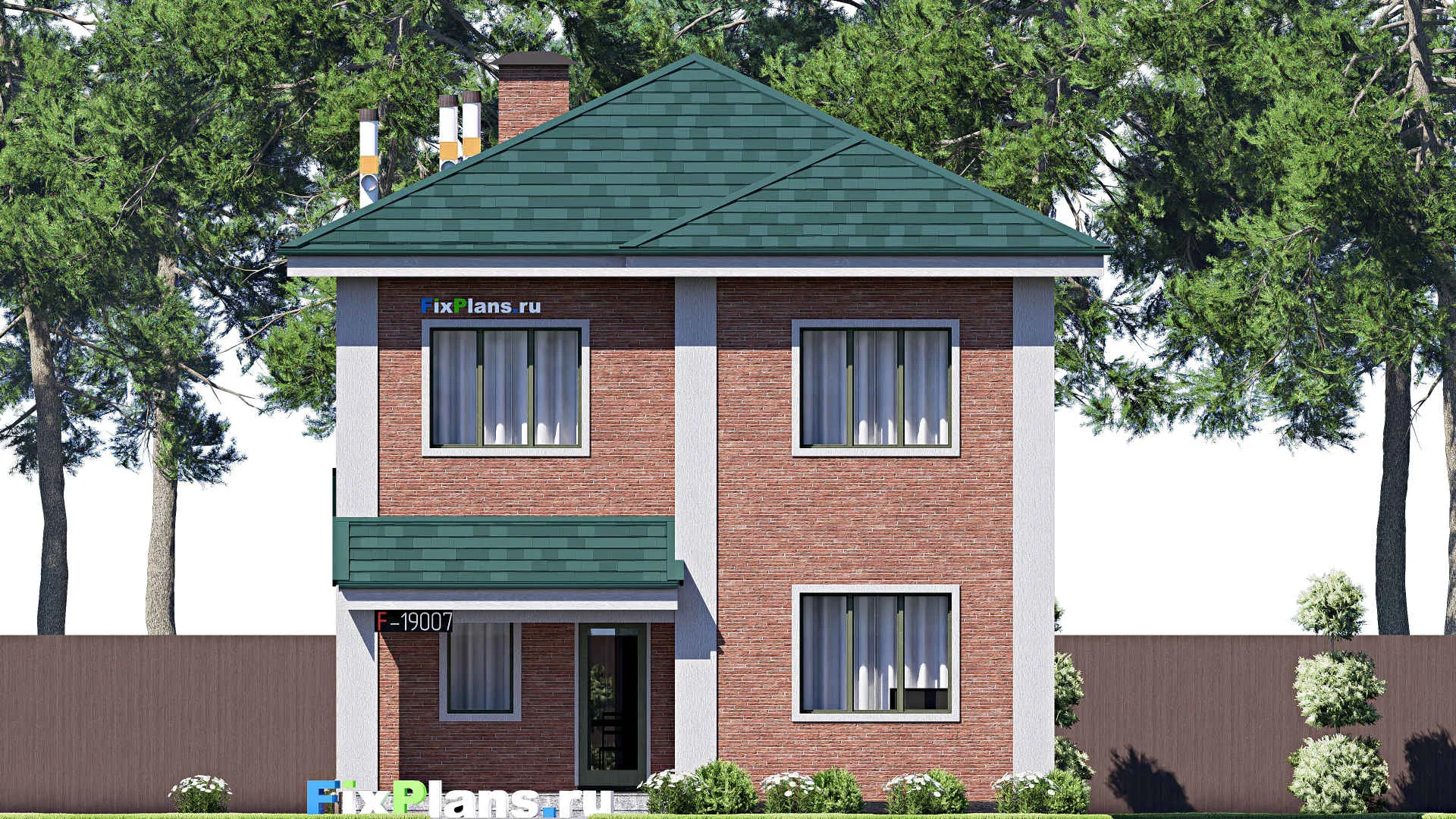 F-19007 - План одноэтажного дома 10 на 15, площадью 160 м² с террасой и 3 спальнями