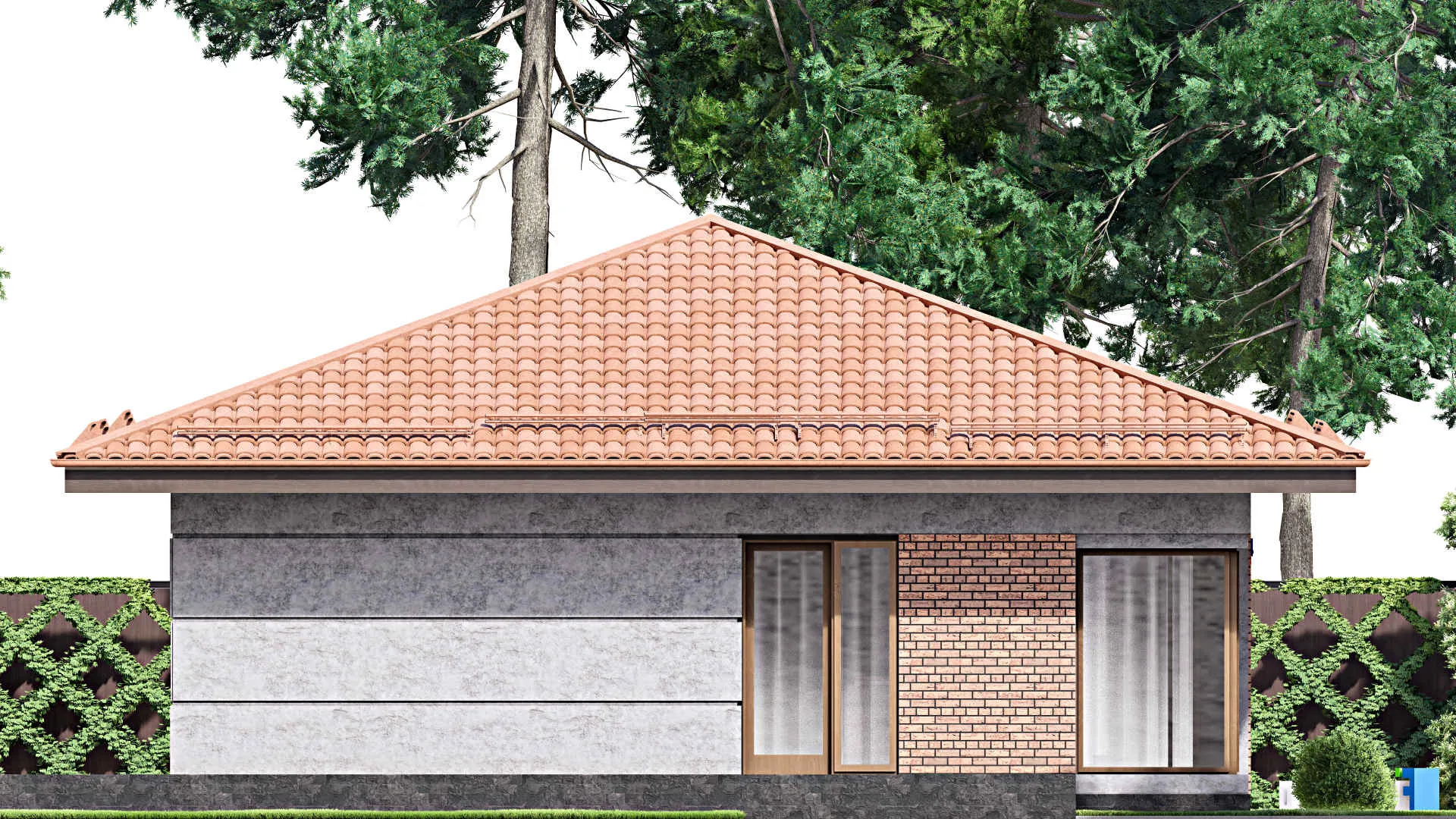 F-12815 - Проект одноэтажного дома 13 на 18, площадью 170 м² с террасой и 3 спальнями