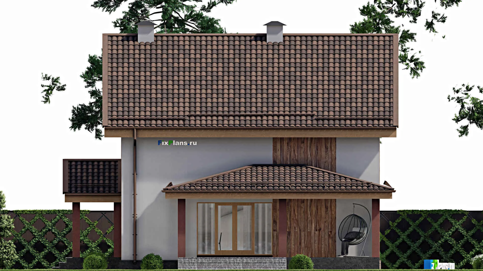 F-9332 - Планы дома с мансардой 13 на 15, площадью 200 м² с террасой и 3 спальнями