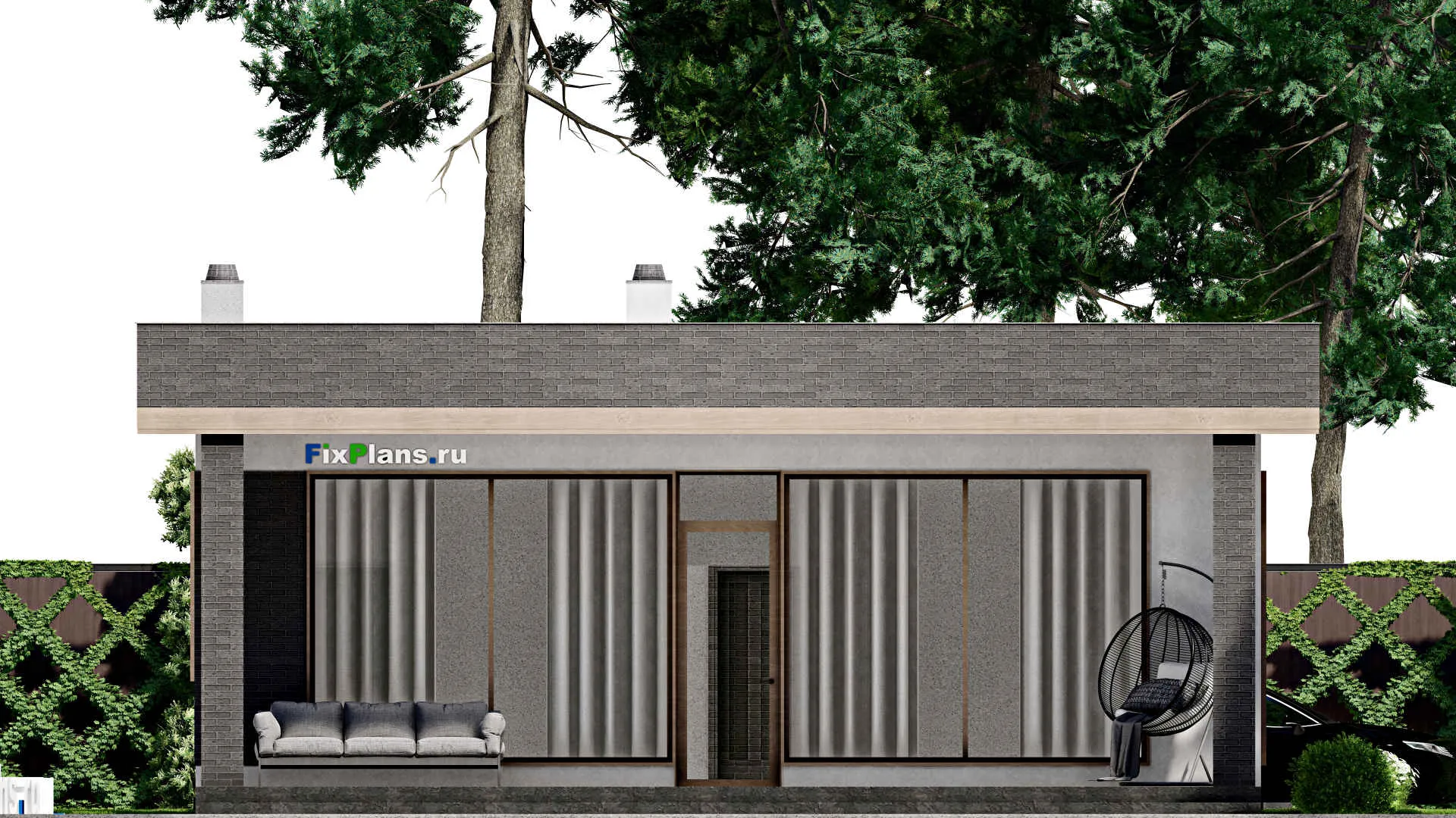 F-2915 - План одноэтажного дома 11 на 16, площадью 160 м² с террасой и 3 спальнями