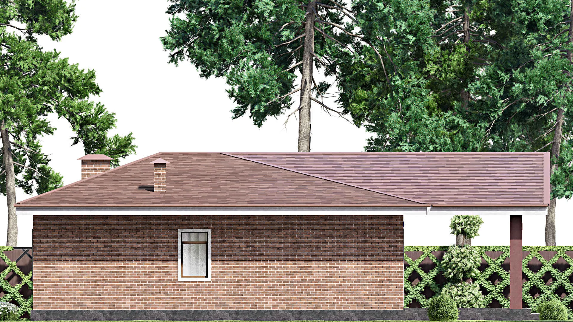 F-9269 - План одноэтажного дома 16 на 19, площадью 190 м² с террасой и 3 спальнями