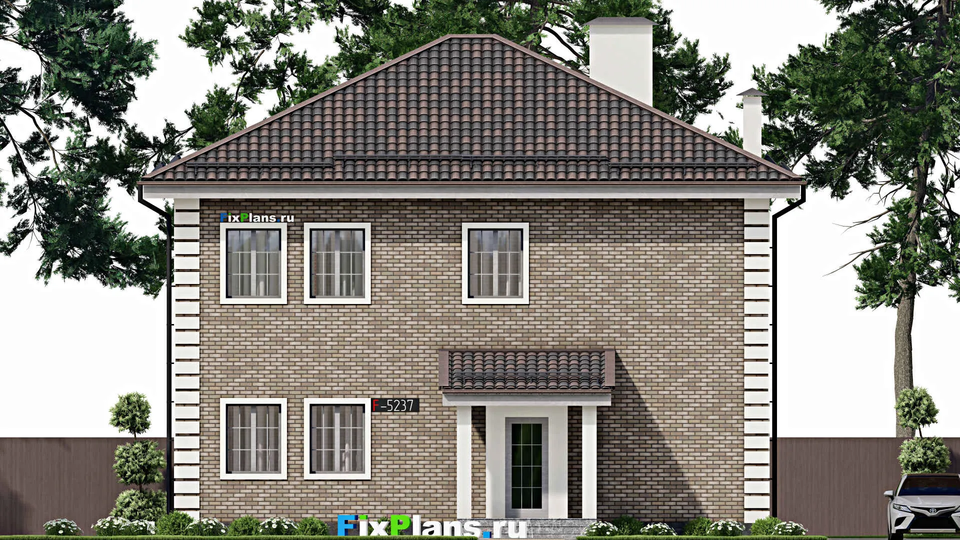 F-5237 - Проект двухэтажного дома 13 на 15, площадью 260 м² с 7 спальнями