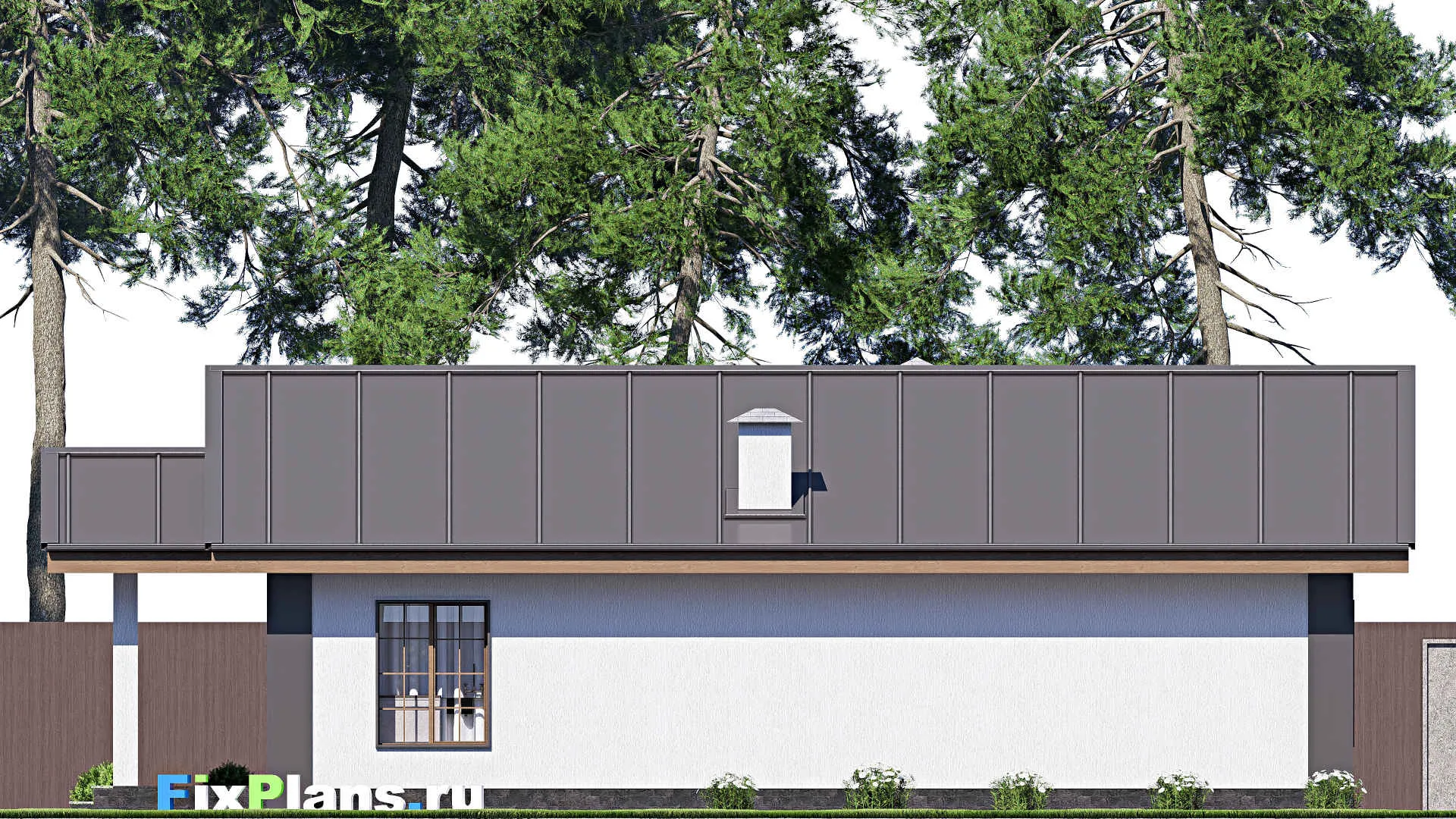 F-18584 - Проект одноэтажного дома 8 на 16, площадью 90 м² с террасой и 2 спальнями