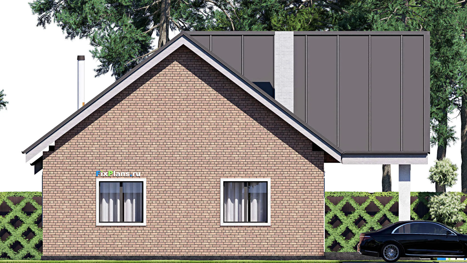 F-18476 - Проект дома с мансардой 13 на 17, площадью 200 м² с террасой и 3 спальнями