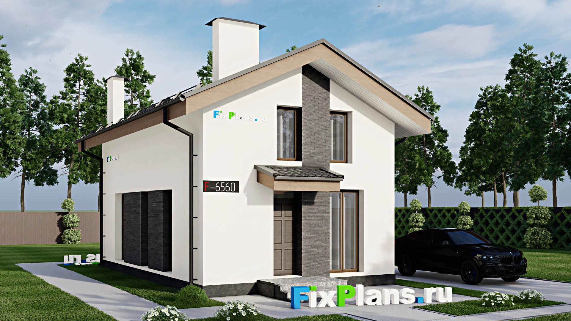 F-6560 - Проект дома с мансардой 7 на 11, площадью 100 м² с 4 спальнями