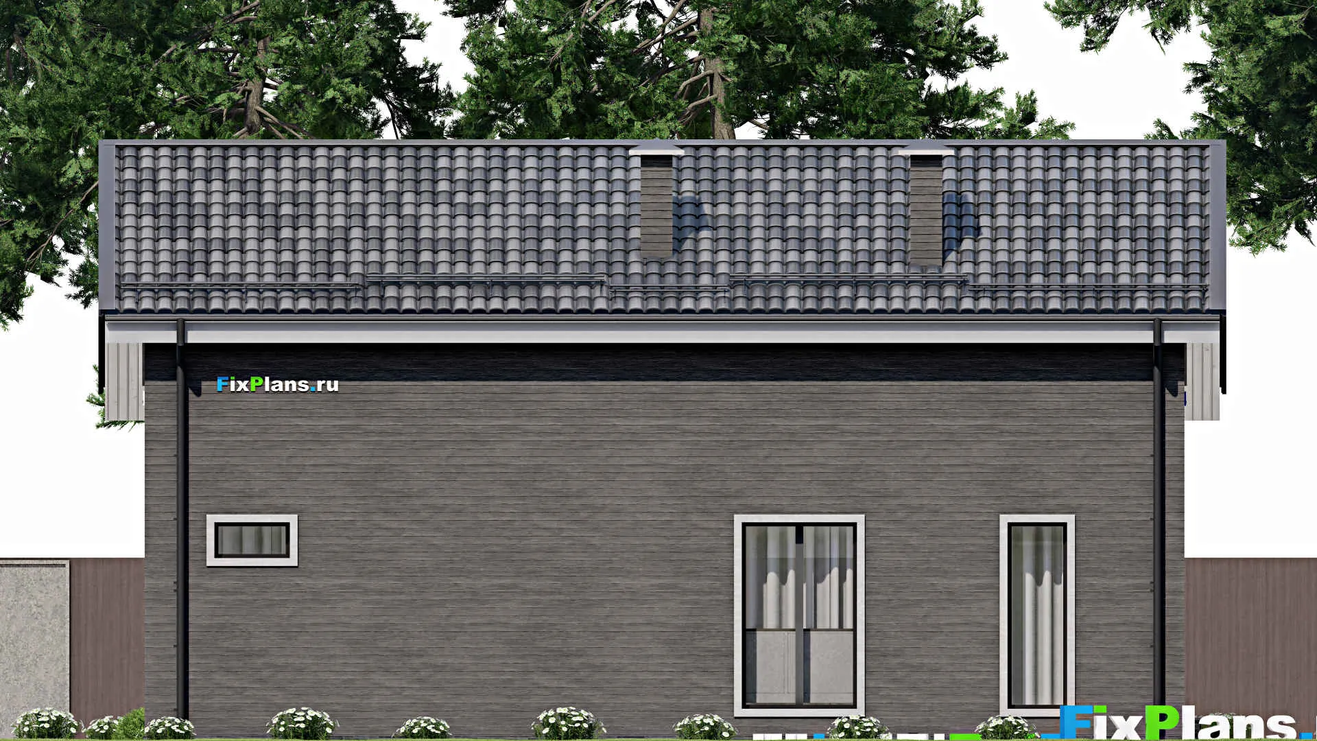 F-6623 - Планы дома с мансардой 11 на 14, площадью 180 м² с террасой и 3 спальнями