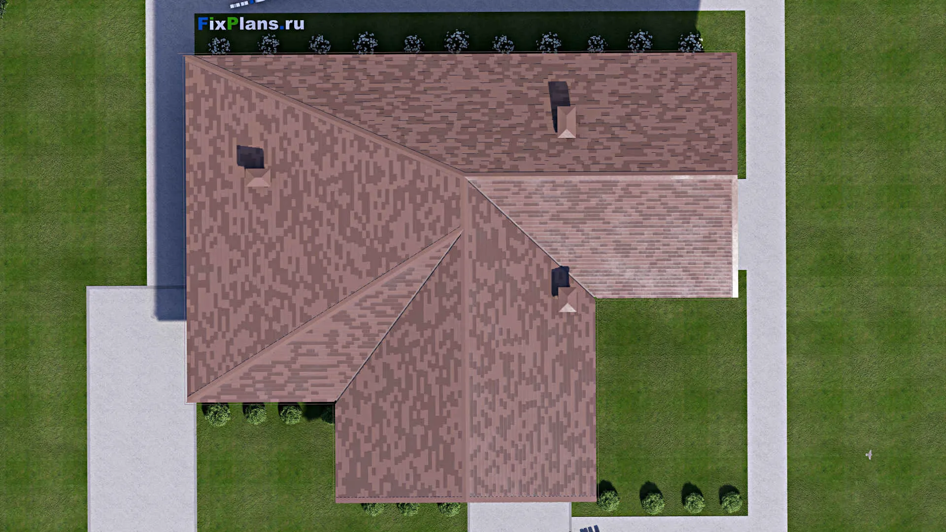 F-9269 - План одноэтажного дома 16 на 19, площадью 190 м² с террасой и 3 спальнями