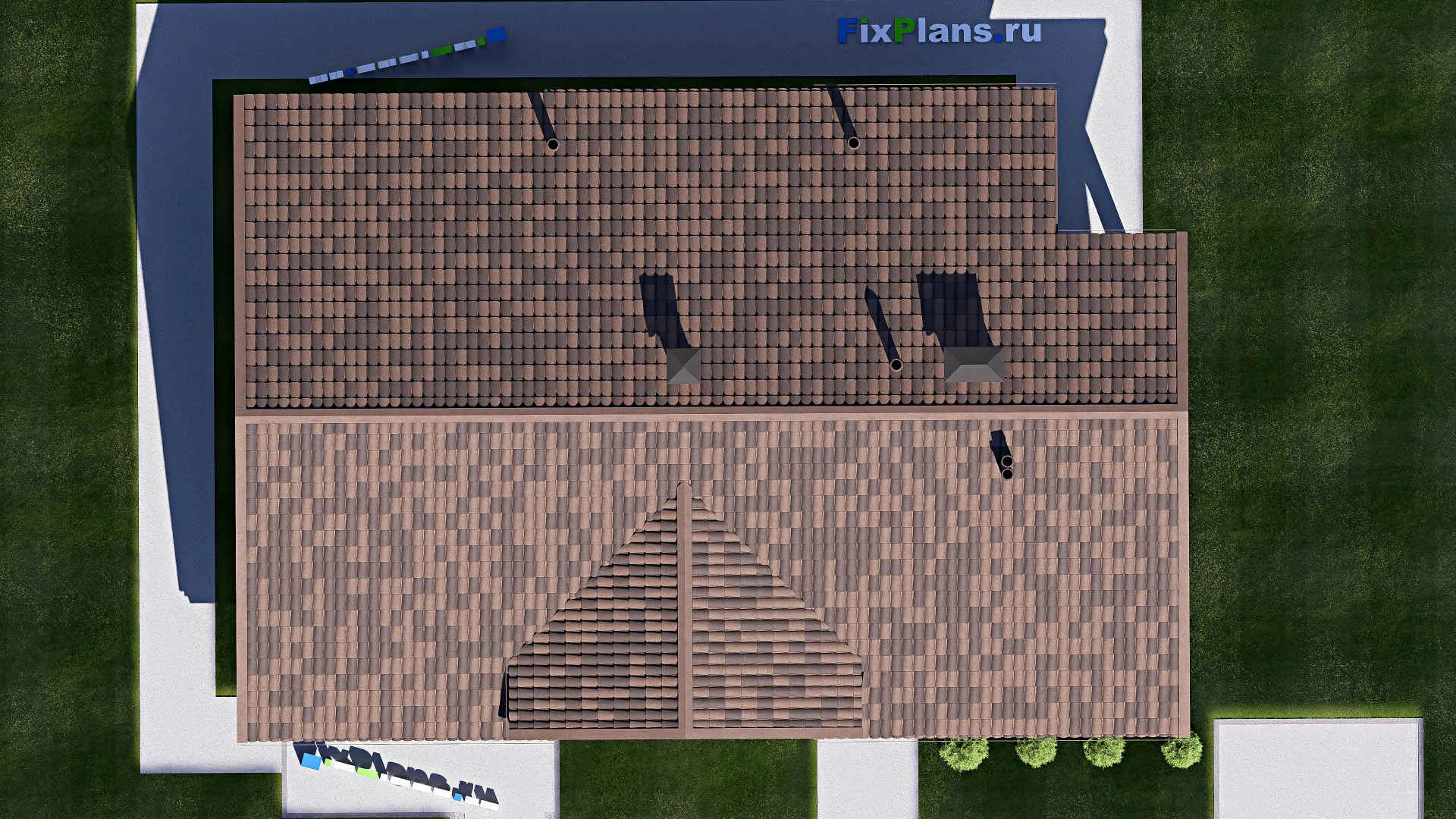 F-18854 - Проект одноэтажного дома 12 на 18, площадью 160 м² с террасой и 3 спальнями