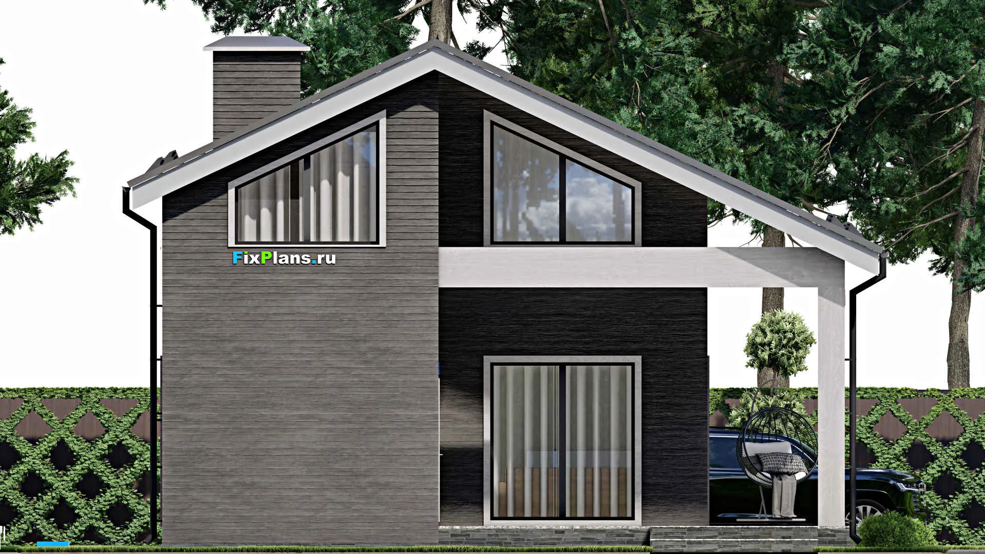 F-6623 - Планы дома с мансардой 11 на 14, площадью 180 м² с террасой и 3 спальнями