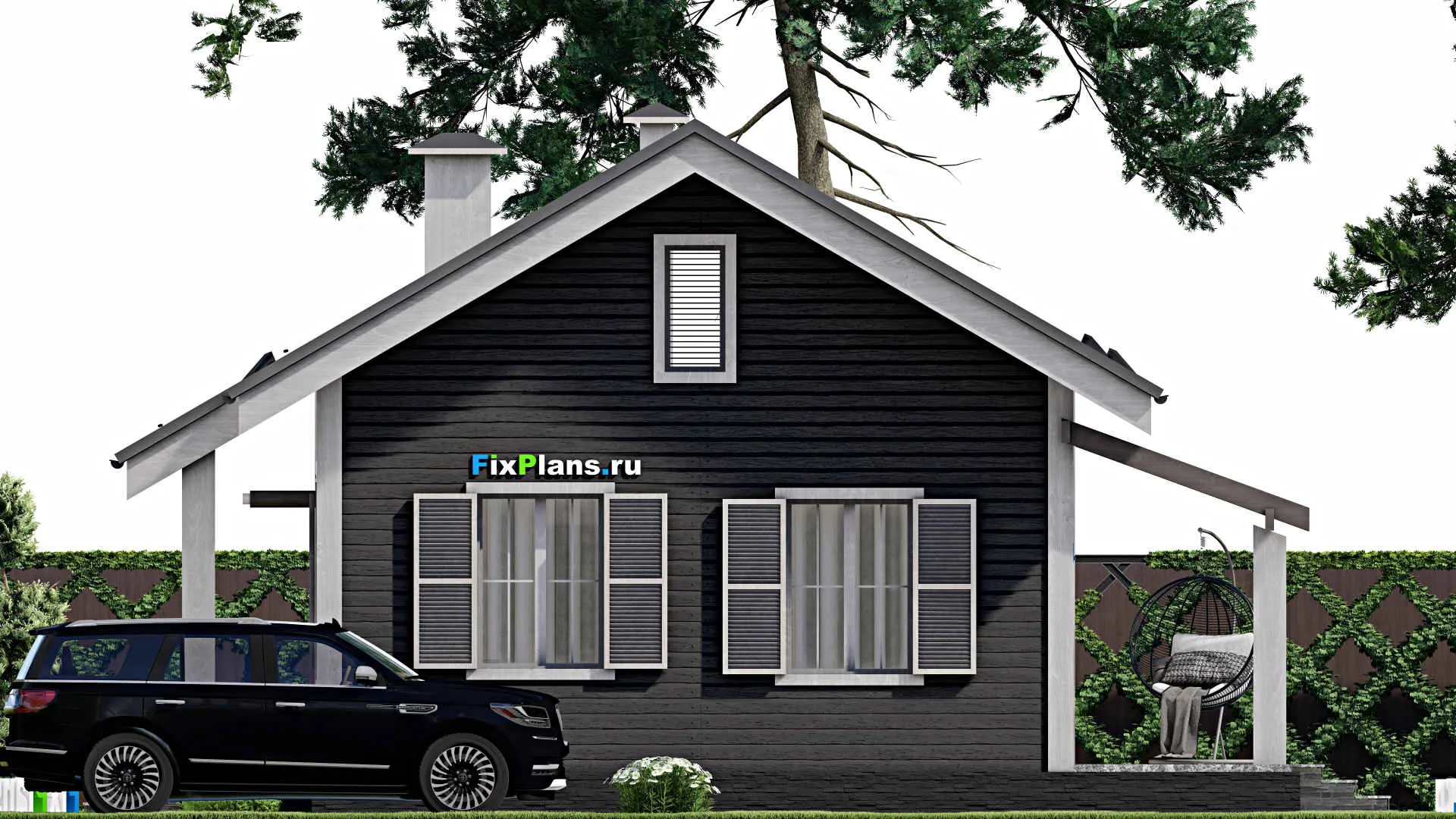 F-9179 - Проект одноэтажного дома 9 на 11, площадью 70 м² с террасой и 1 спальнями