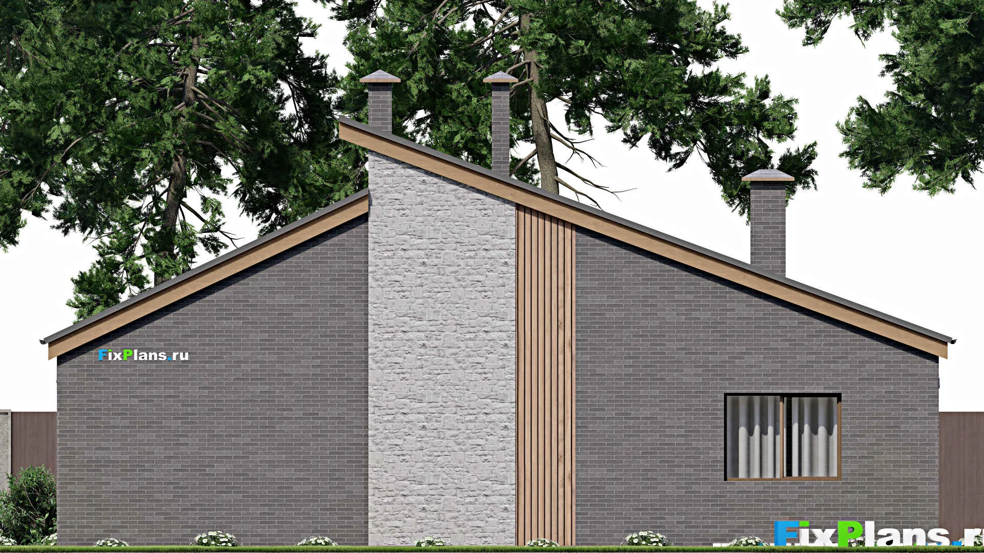 F-3455 - Проект одноэтажного дома 14 на 15, площадью 170 м² с террасой и 3 спальнями