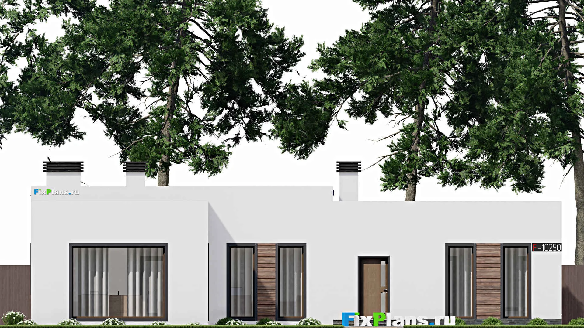 F-10250 - Проект одноэтажного дома 17 на 19, площадью 170 м² с террасой и 3 спальнями