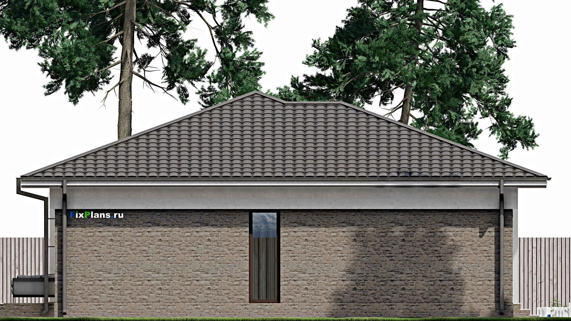 F-0485 - Проект одноэтажного дома 14 на 16, площадью 170 м² с террасой и 3 спальнями