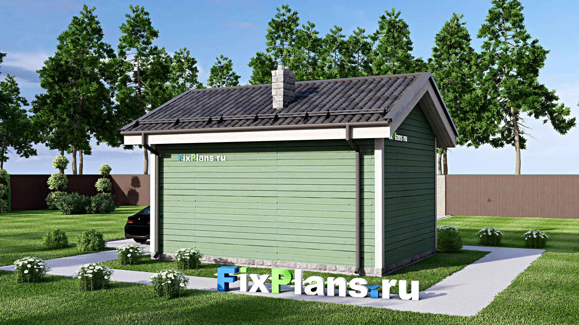 F-15614 - Проект бани 6 на 7, площадью 30 м² с комнатой отдыха