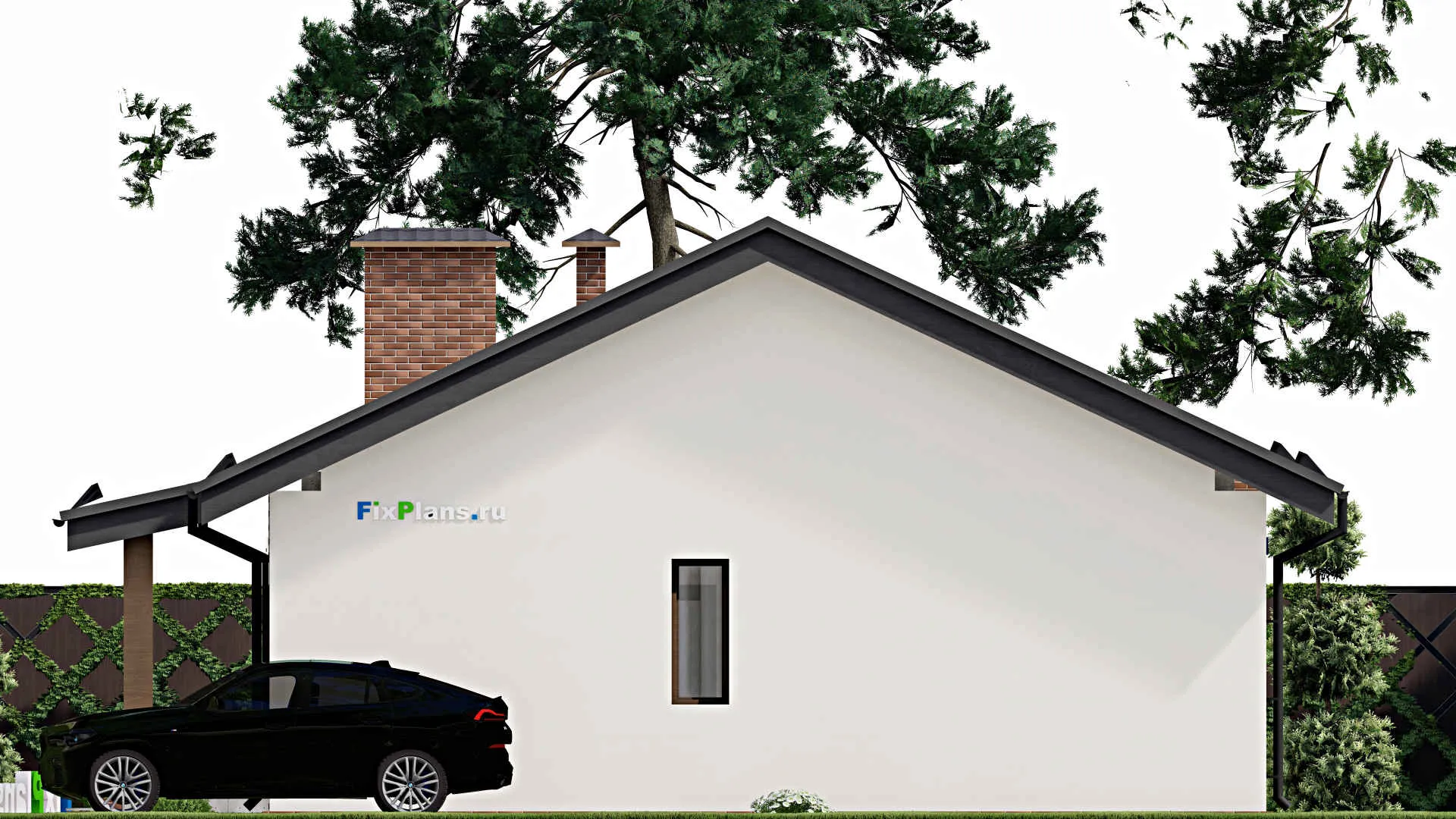 F-9215 - Проект одноэтажного дома 12 на 13, площадью 110 м² с террасой и 3 спальнями